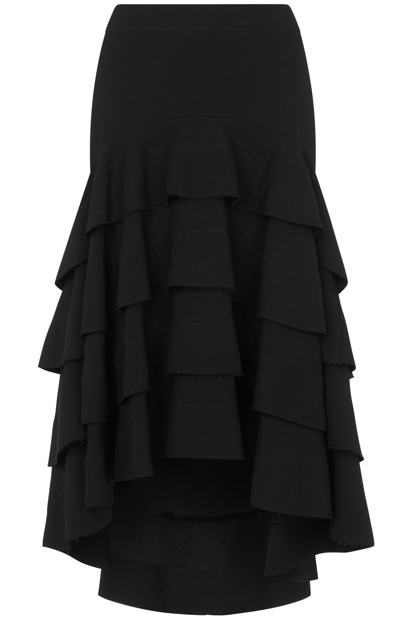 CREPE MIDI SKIRT WITH RUFFLES BLACK 3
