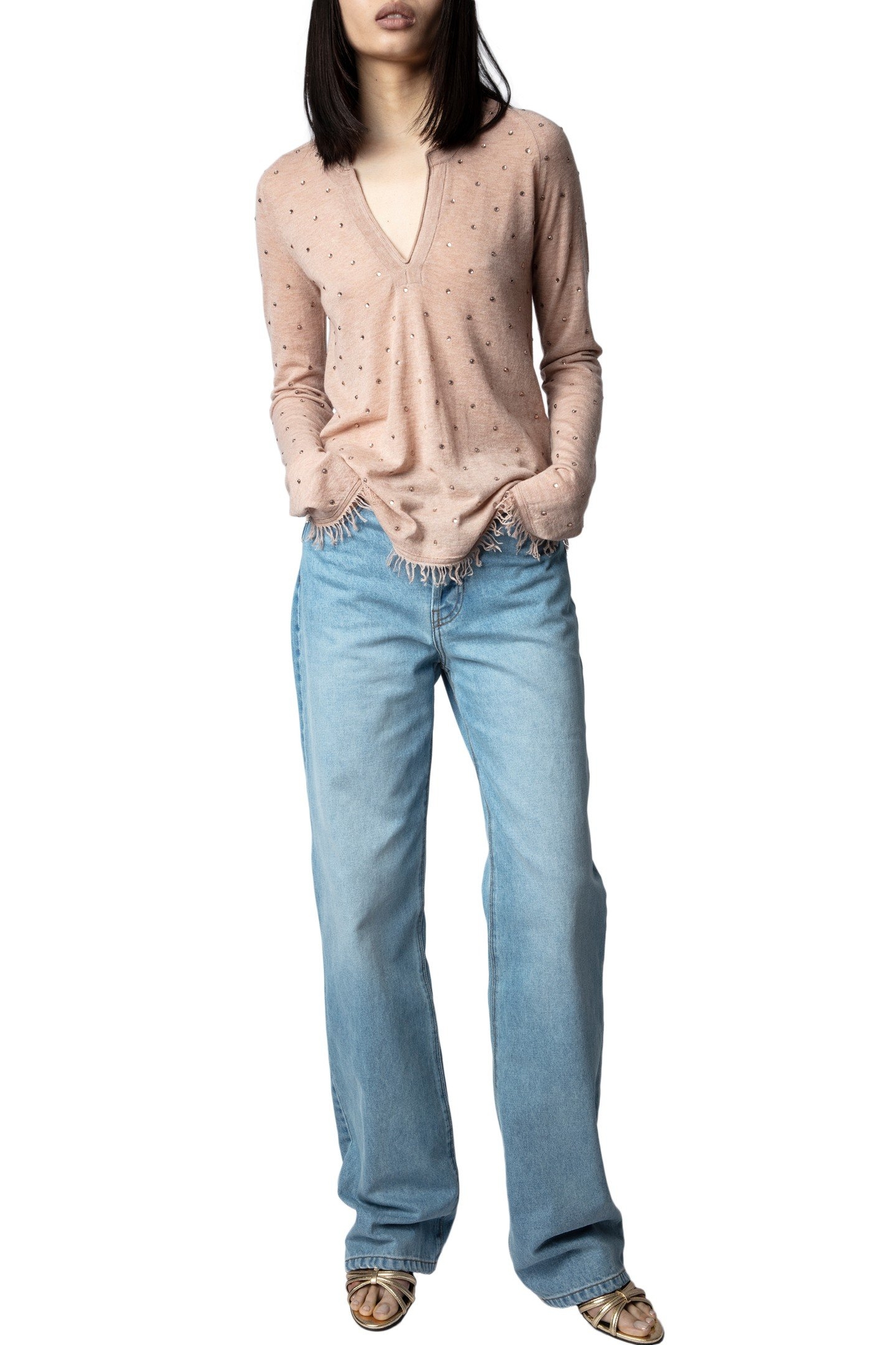 RIVIERA DOTS CASHMERE PULLOVER BLUSH 5