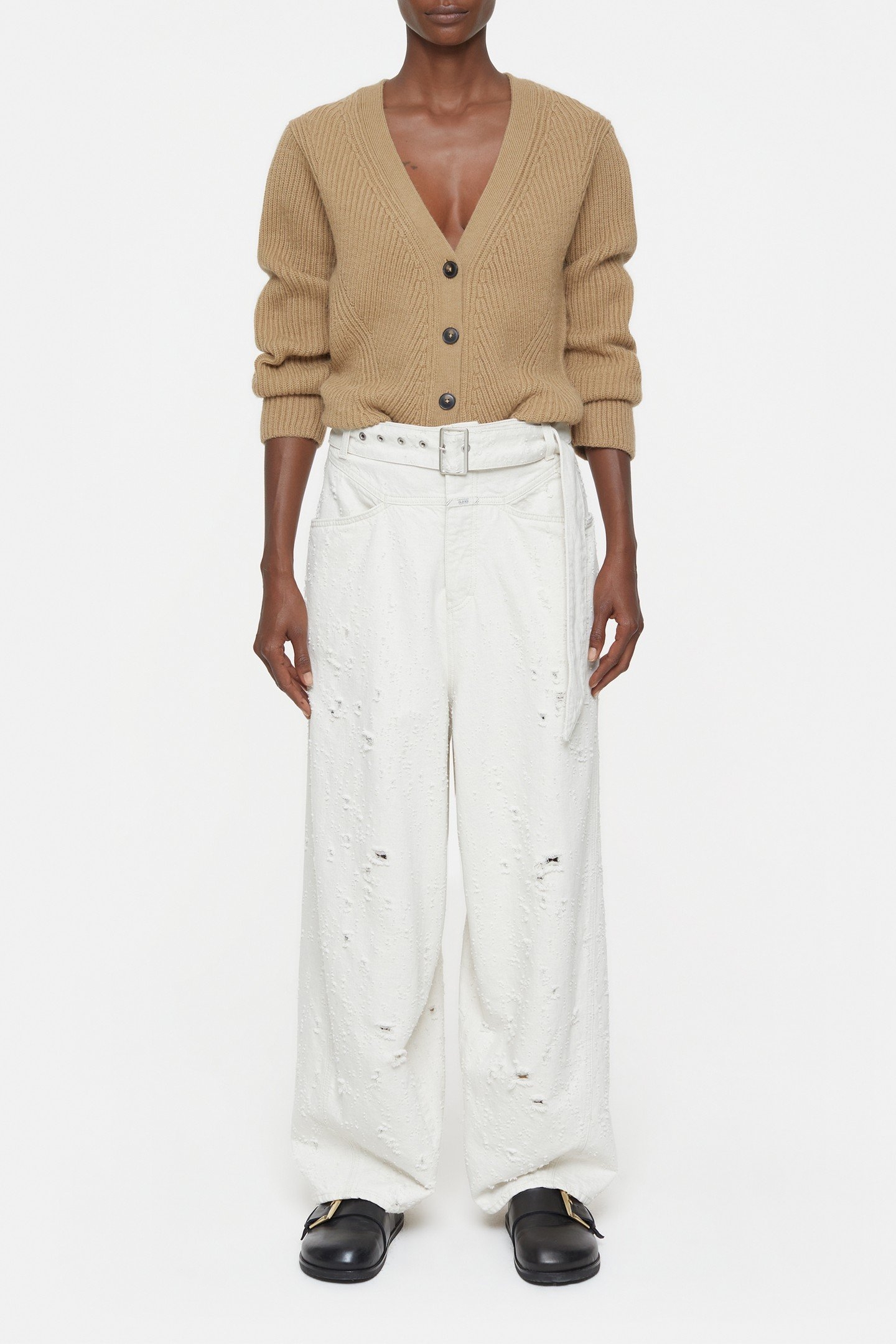 V CARDIGAN LONG SLEEVE KNITS DRIED TABACO 3