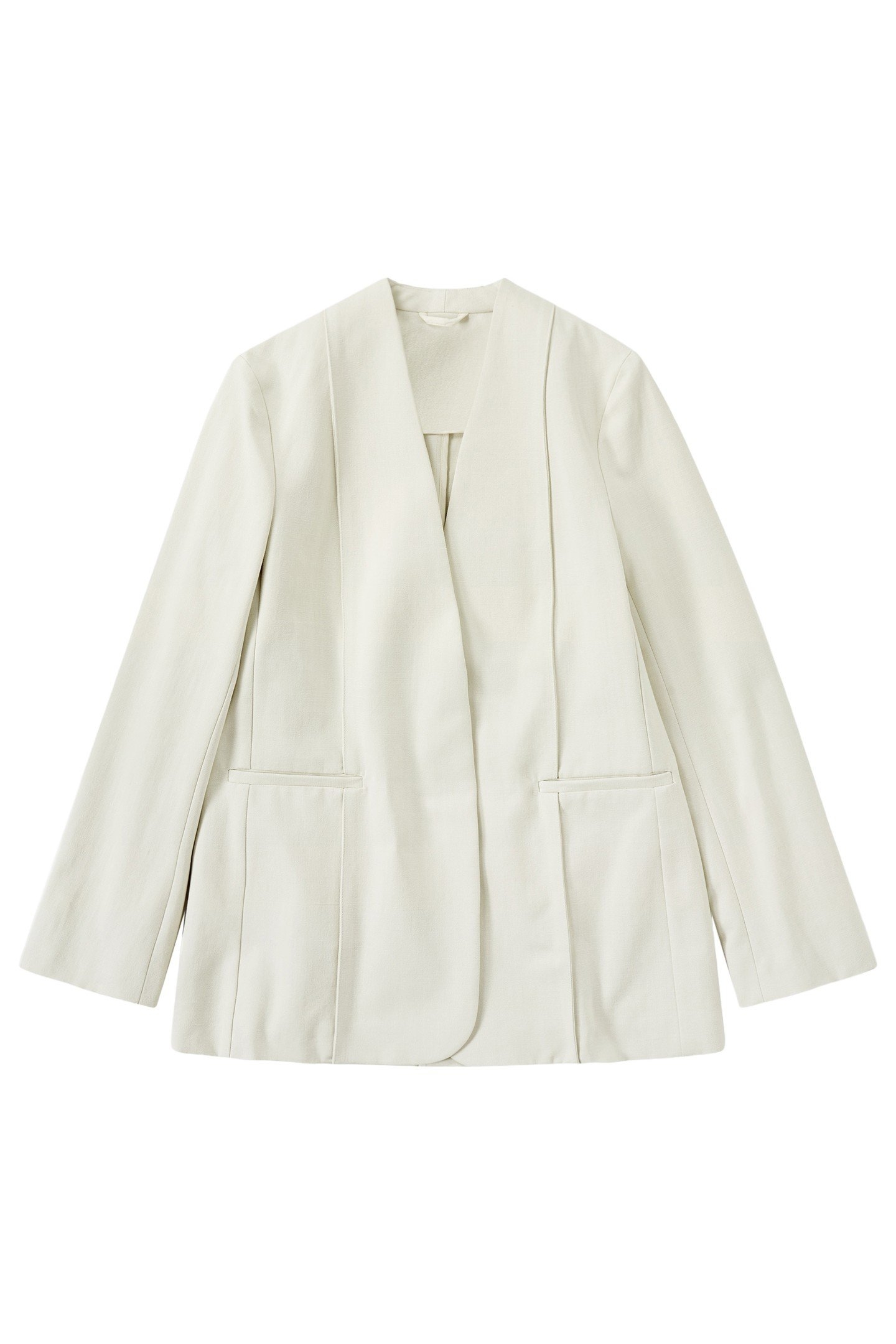COLLARLESS BLAZER IVORY 5