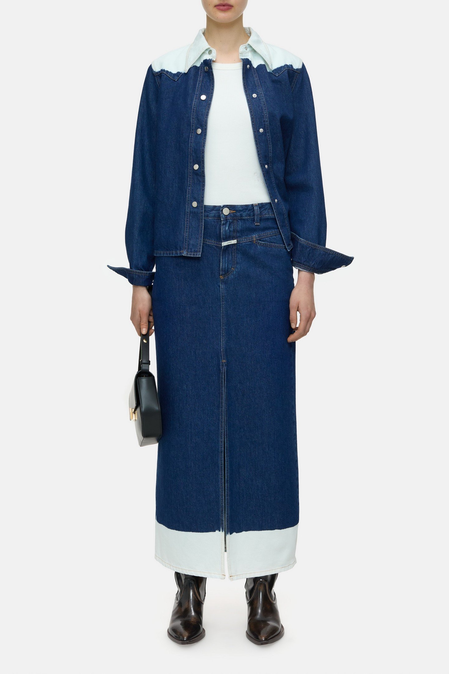 LONG X-POCKET SKIRT MID BLUE 2