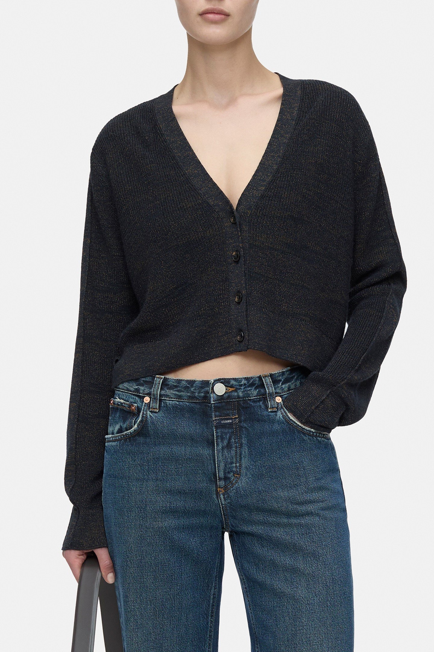 CROPPED CARDIGAN KNITS SMOKEY BLUE 1
