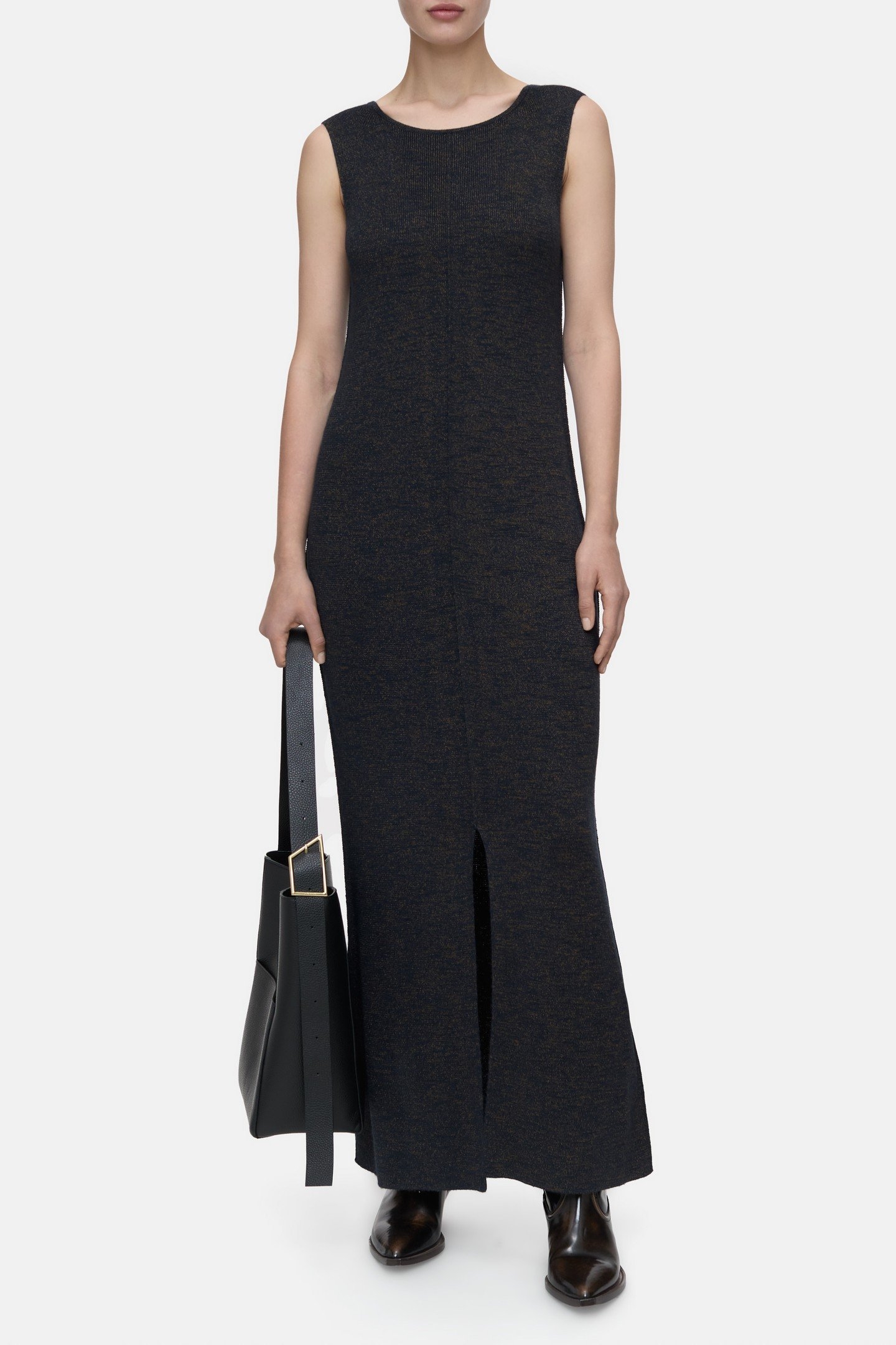 SLEEVELESS RIB DRESS SMOKEY BLUE 1