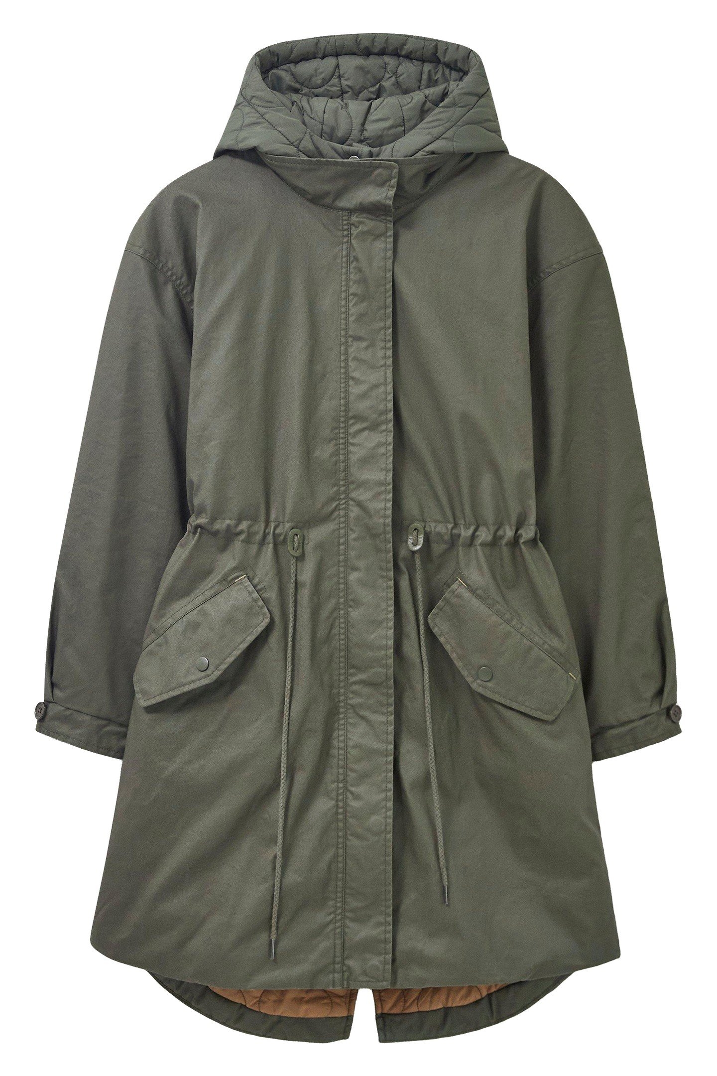 RILEY COATED COTTON PARKA KHAKI GREEN 2