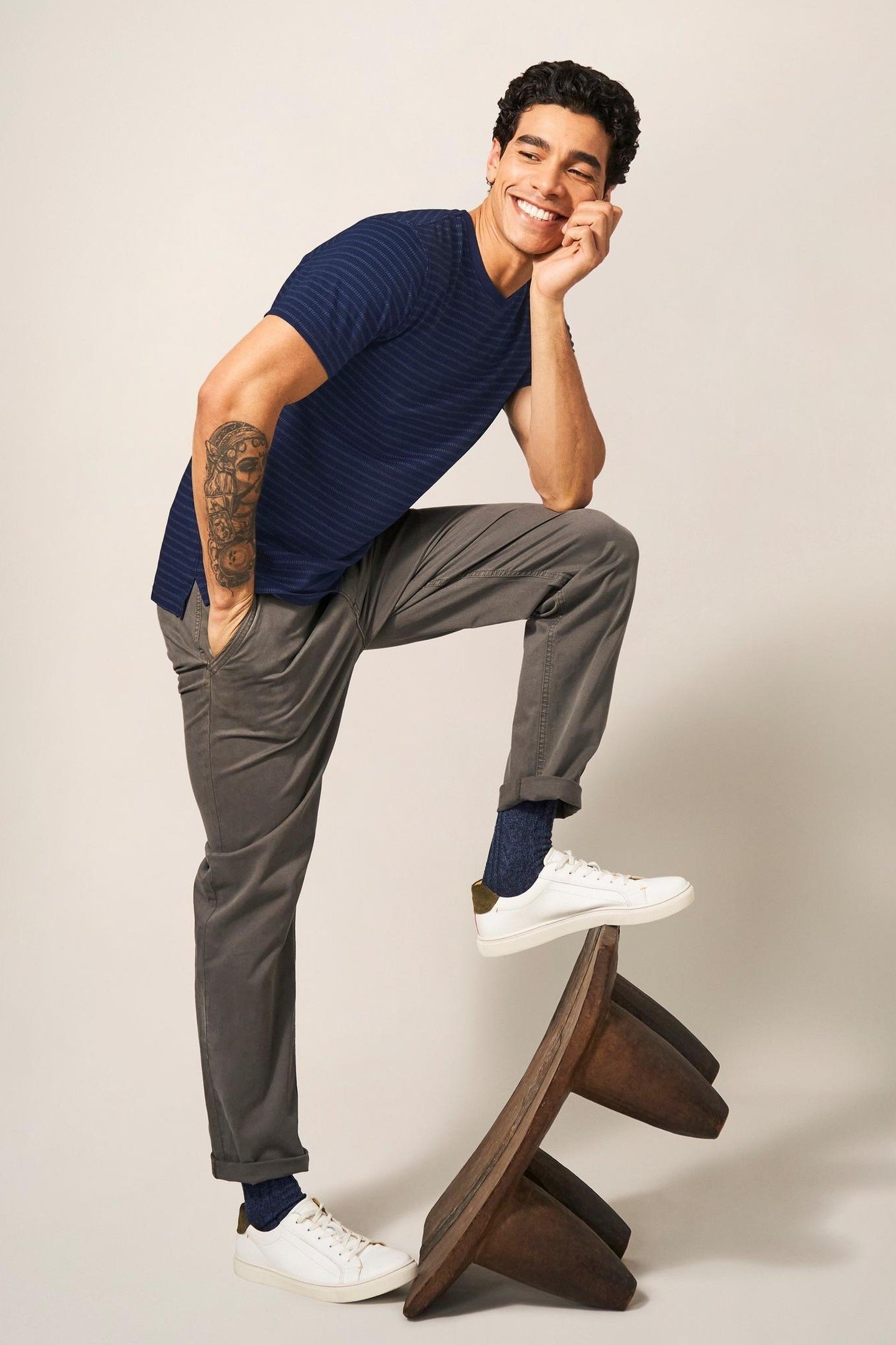 INTEREST INDIGO STRIPE TEE INDIGO BLUE 2