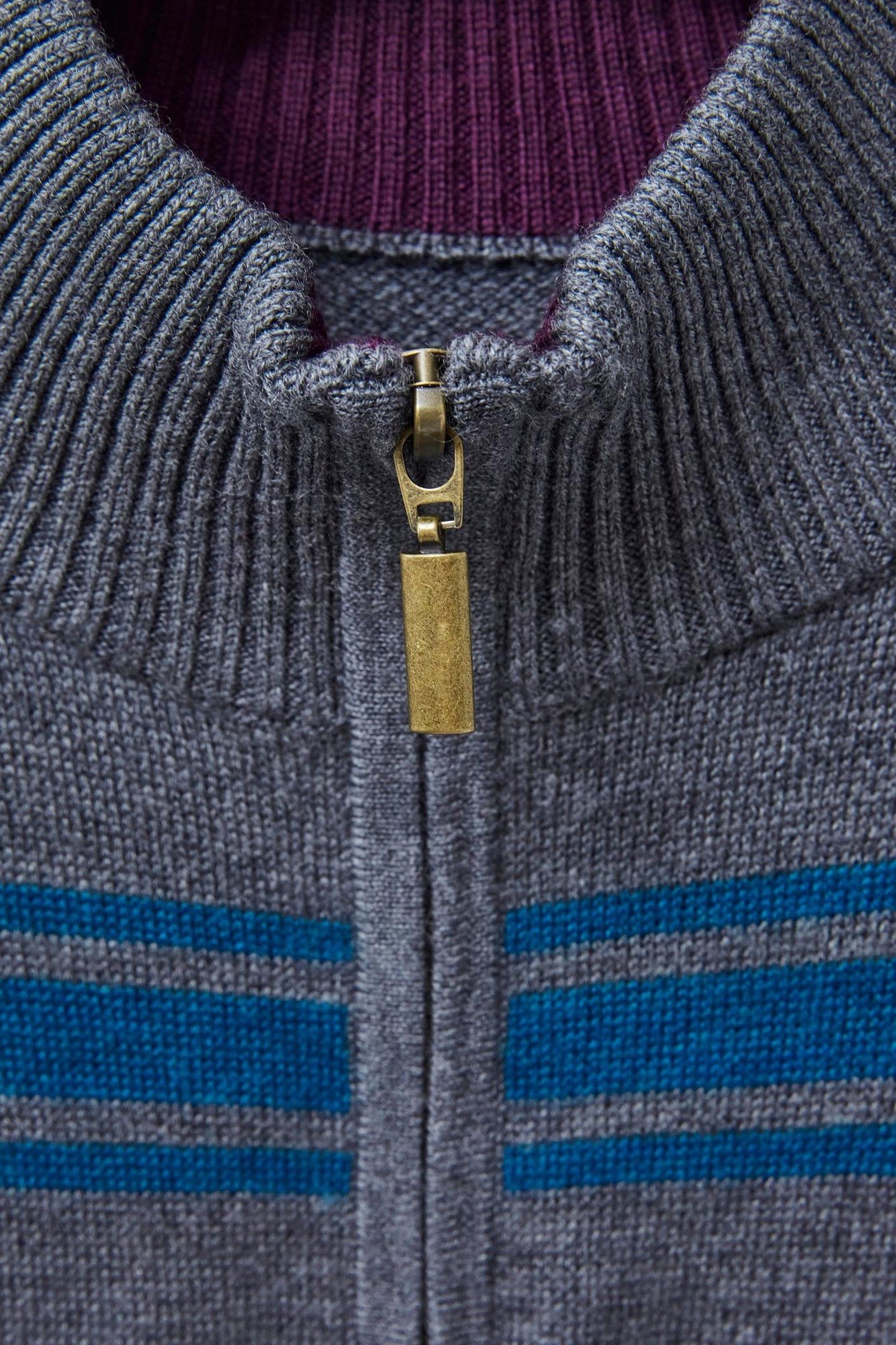 NEWPORT MERINO STRIPE FUNNEL CHARCOAL GREY 4