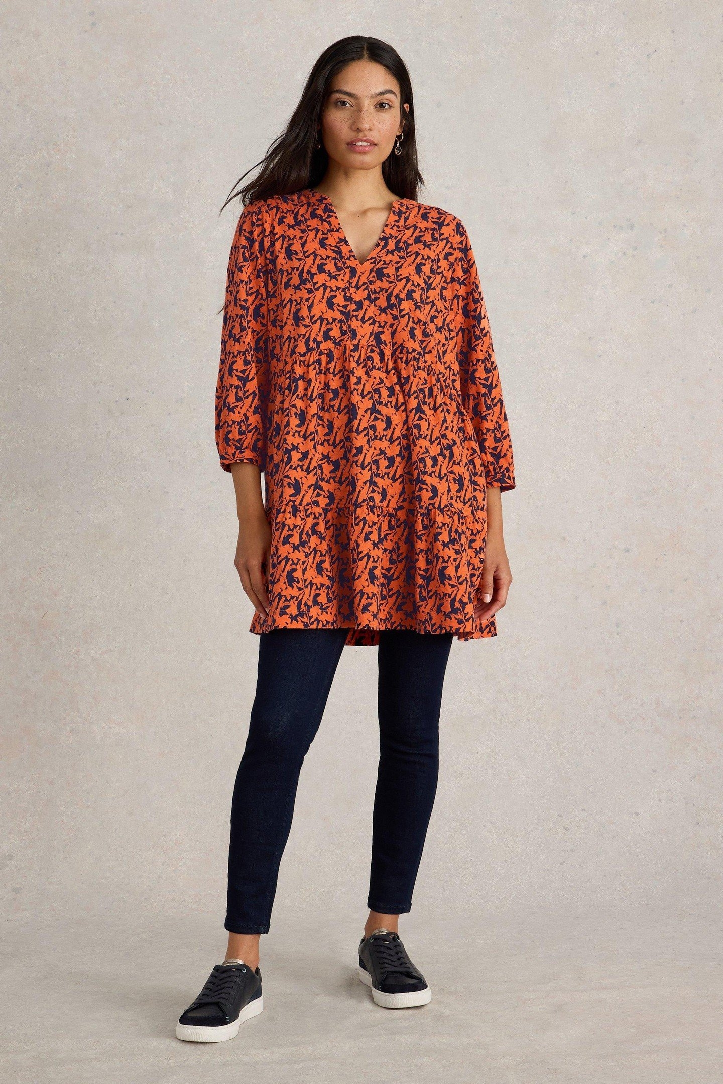 MARLIE JERSEY TUNIC ORANGE PRINT 2