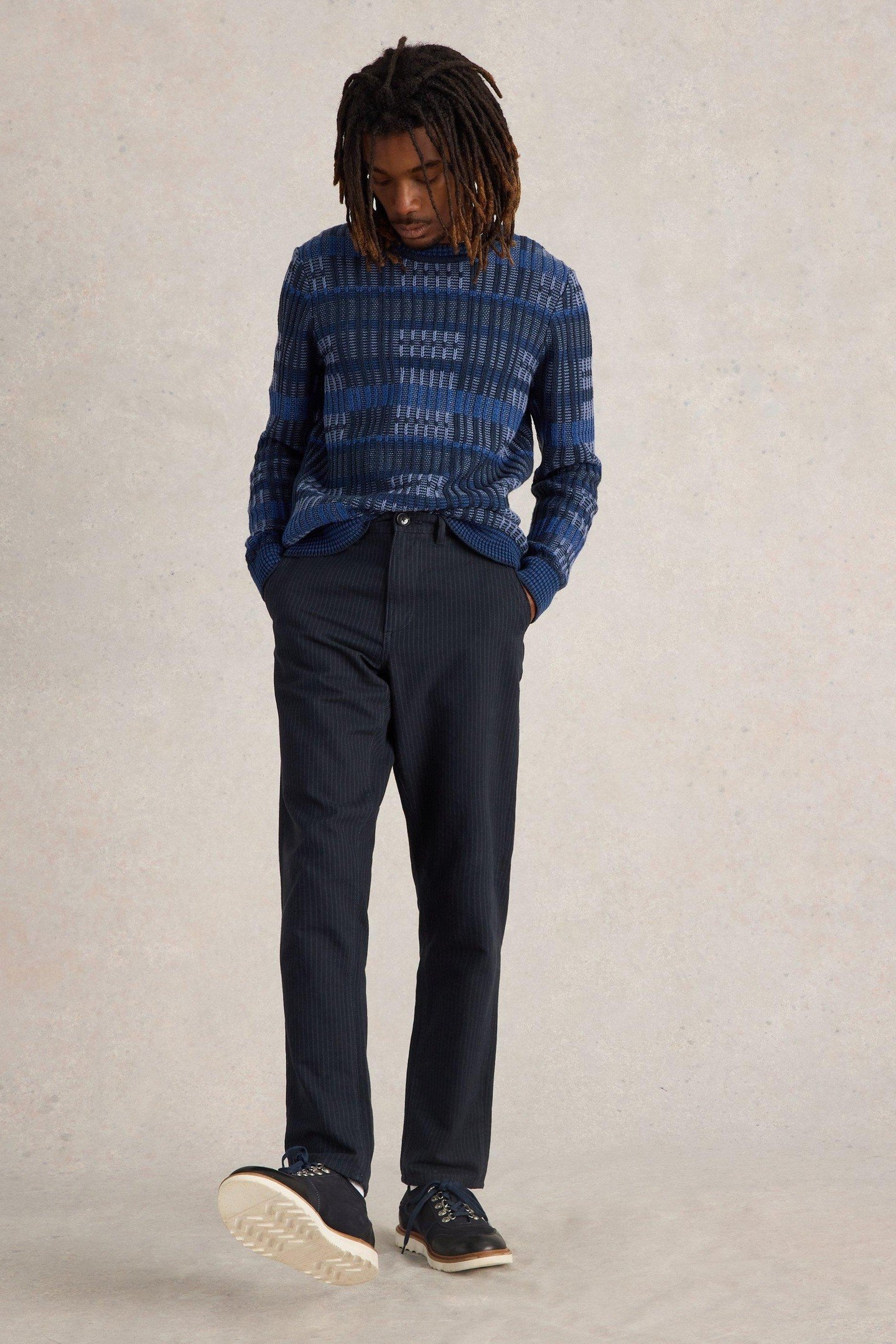 PATCHWORK TEXTURED CREW BLUE MULTI 1