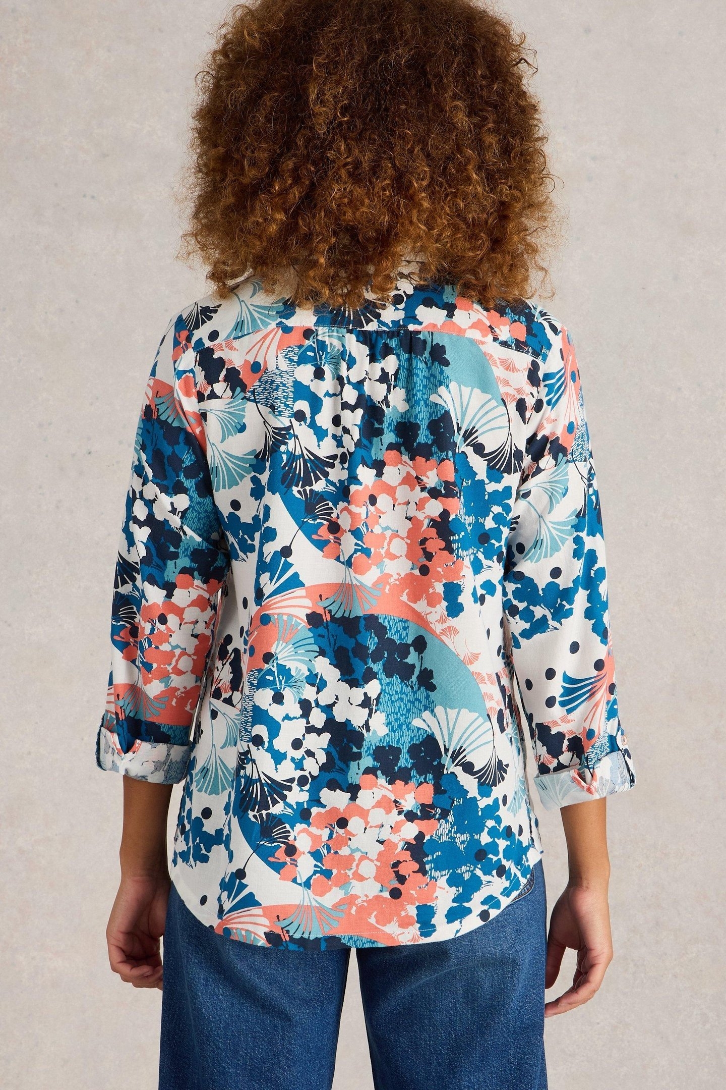 SOPHIE ORGANIC COTTON SHIRT IVORY PRINT 2