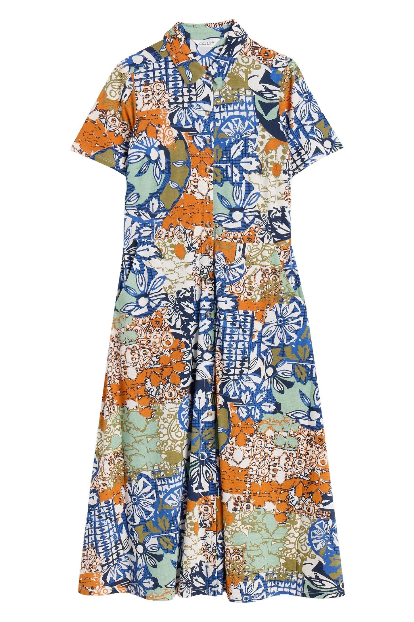 RUA JERSEY SHIRT DRESS ORANGE MULTI 3