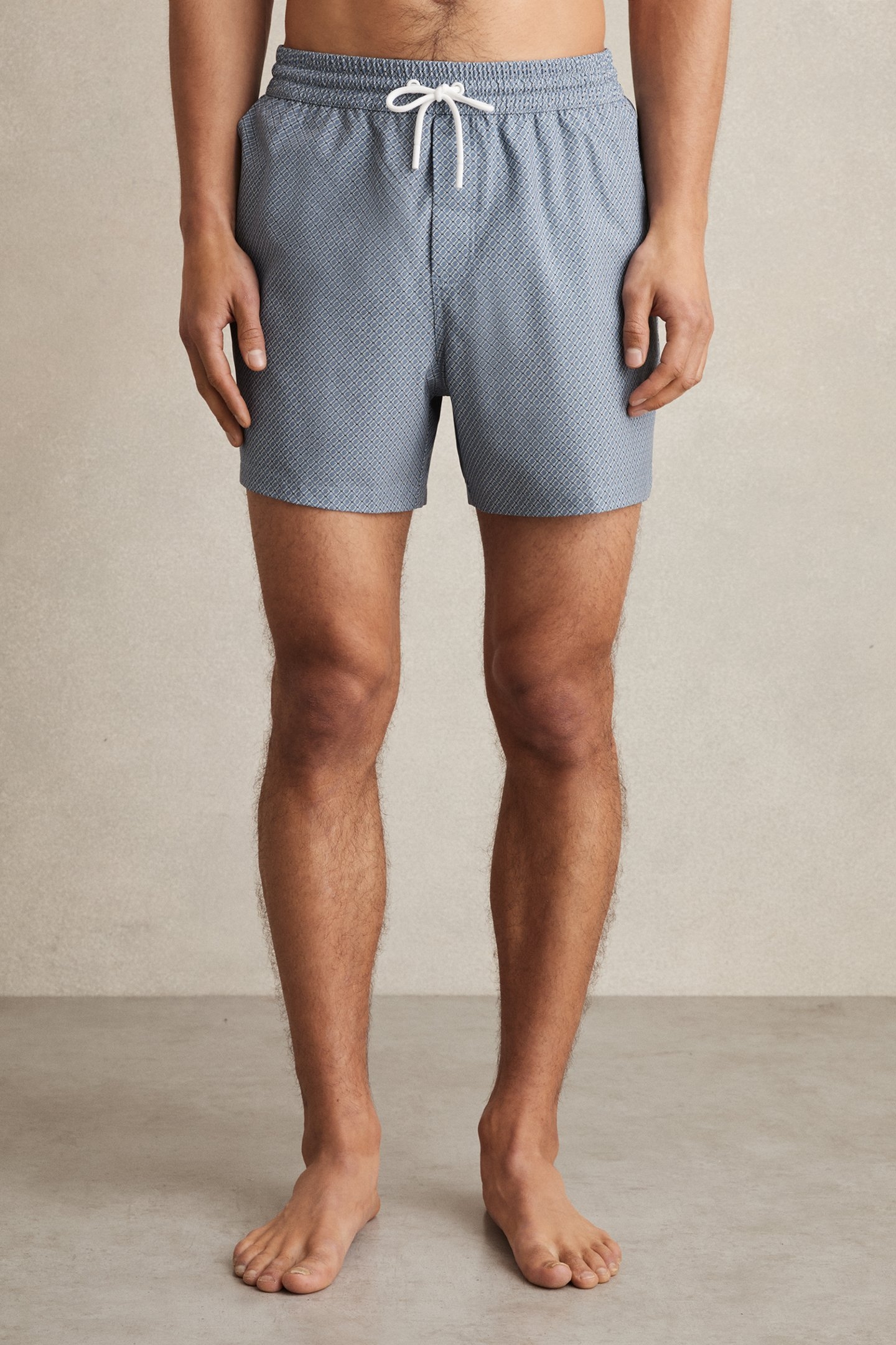 DRAWSTRING GEOMETRIC PRINTED SWIMSHORT AIRFORCE BLUE 1