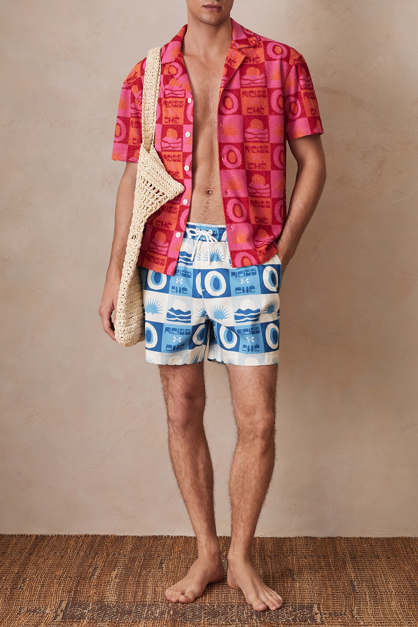 DRAWSTRING TILE SUNSET PRINT SWIMSHORT BLUE MULTI 5