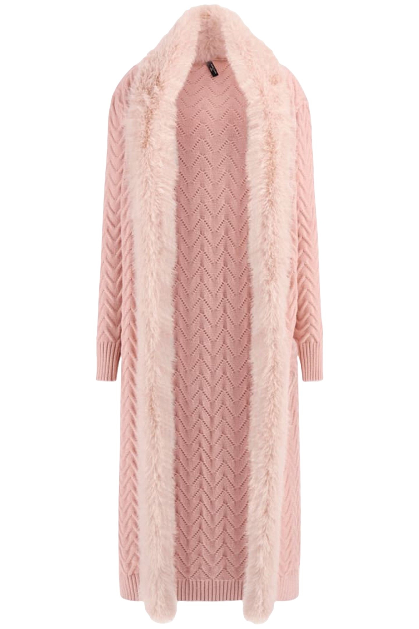 PAULA FAUX FUR LONG CARDI SMOOTH PINK 5