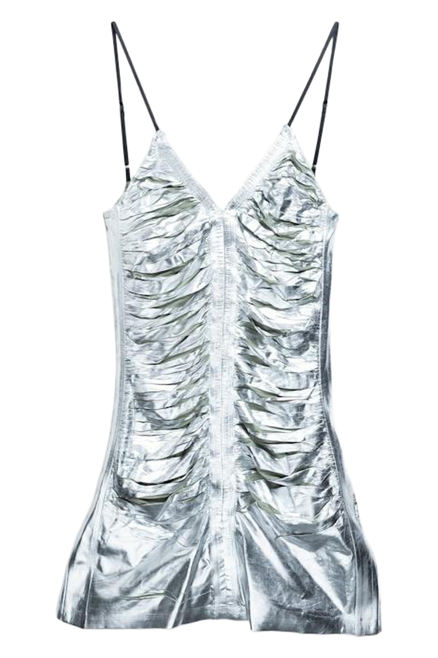 DIESEL – D-IAMANTE GATHERED MINI DRESS SILVER 1