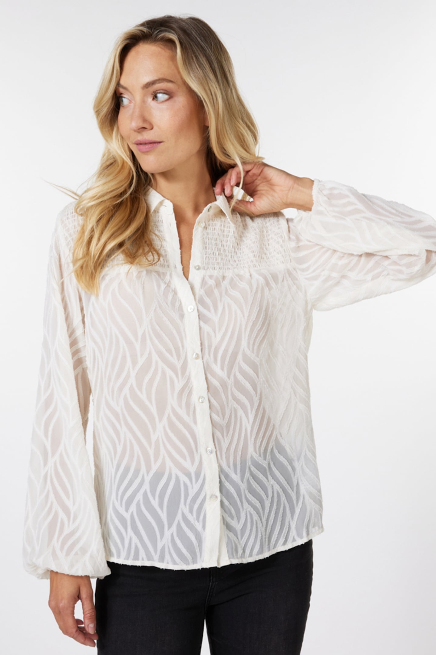 BLOUSE BURN OUT SMOCK OFF WHITE 1