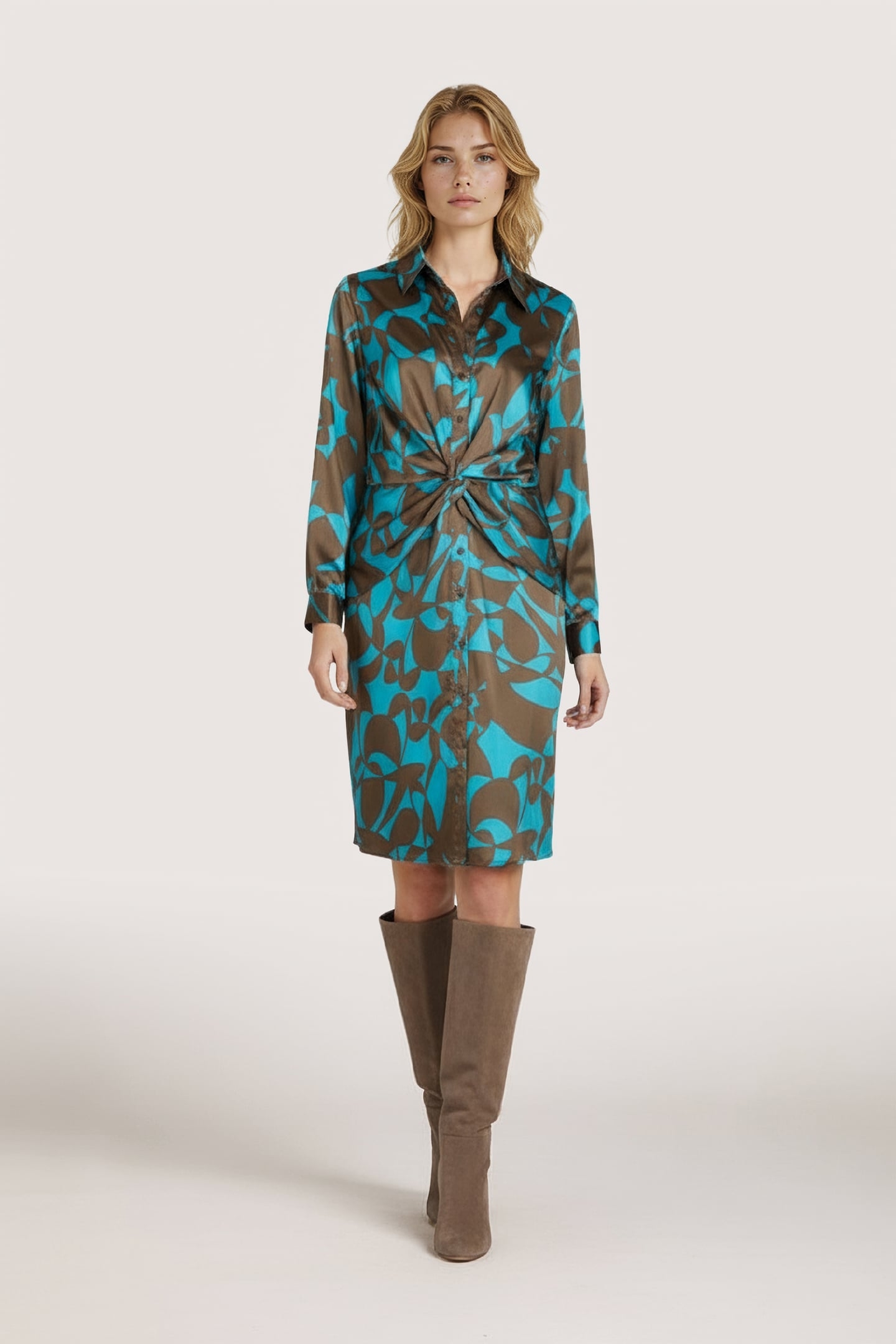 DRESS FANCY SATEEN EXPRESSIVE ROOTS PRINT 1