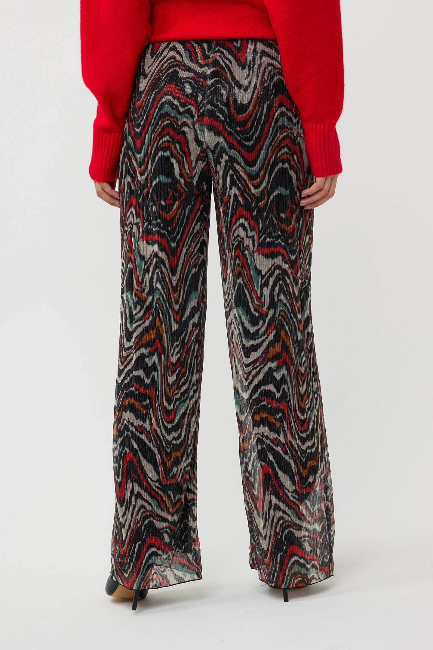 TROUSERS LUREX PLISSE WAVES PRINT 3