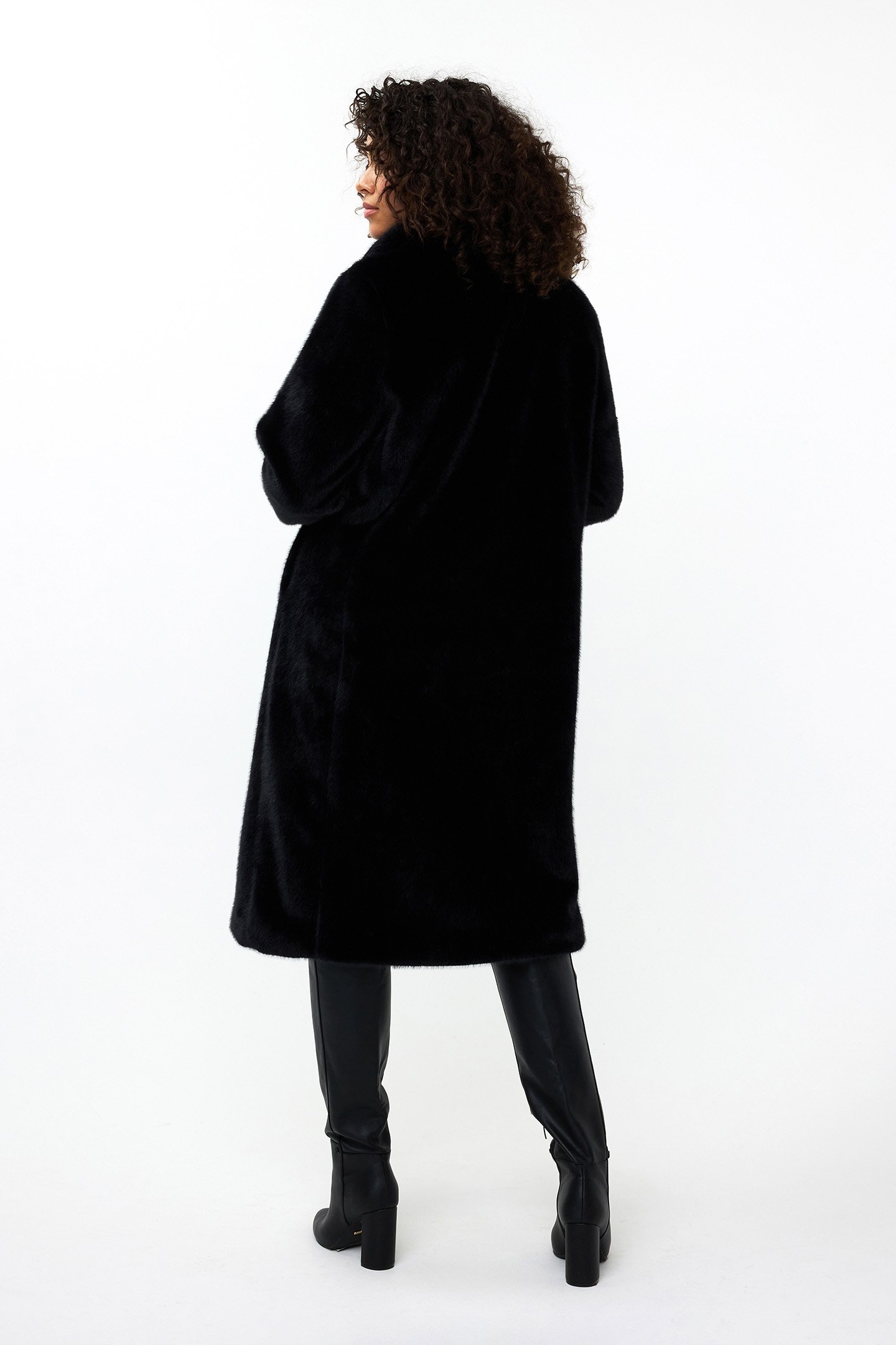 COAT SHAWL COLLAR FAKE FUR BLACK 2