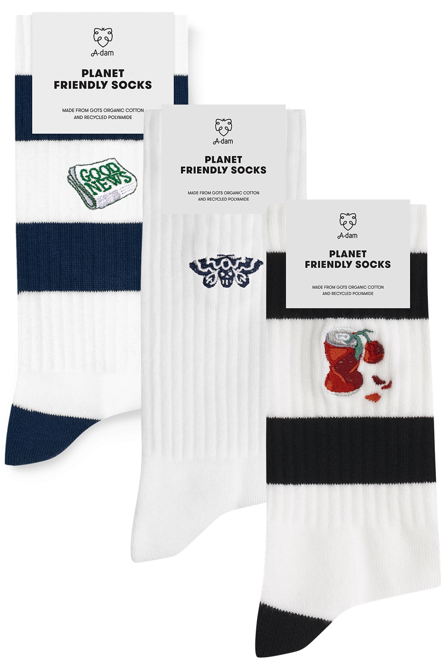 UNISEX A-DAM 3-PACK CREW SOCKS MULTICOLOR 1