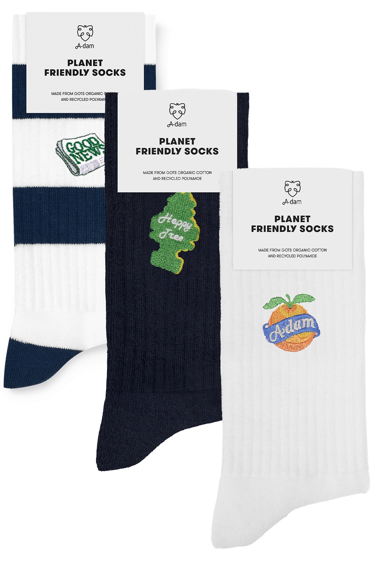 UNISEX A-DAM 3-PACK CREW SOCKS MULTICOLOR 1