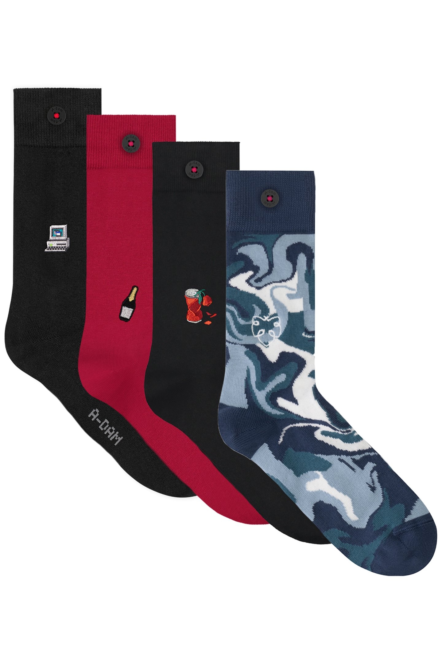 UNISEX A-DAM 4-PACK CASUAL SOCKS MULTICOLOR 1