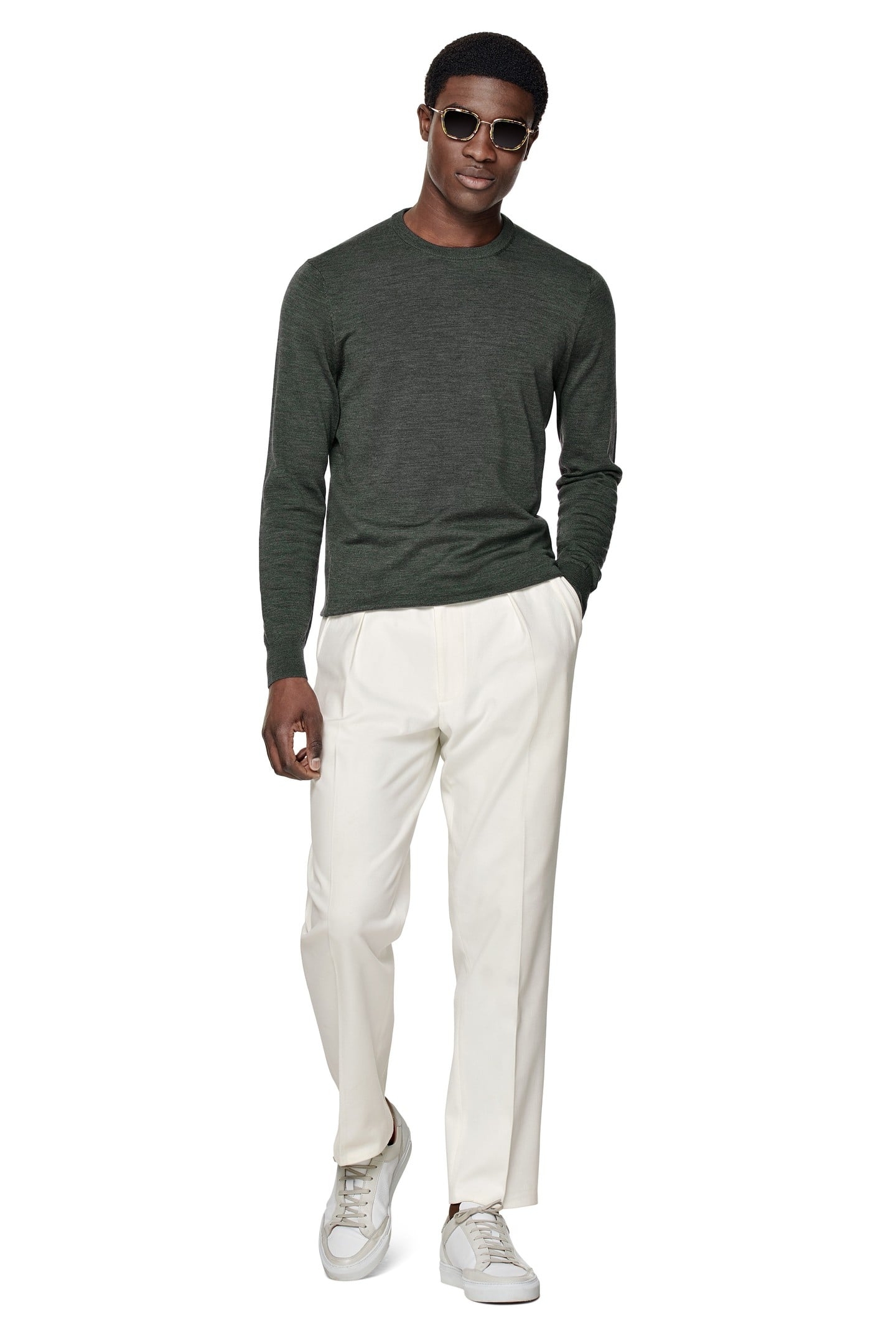 LS CREW MERINO ARMY DARK GREEN 4