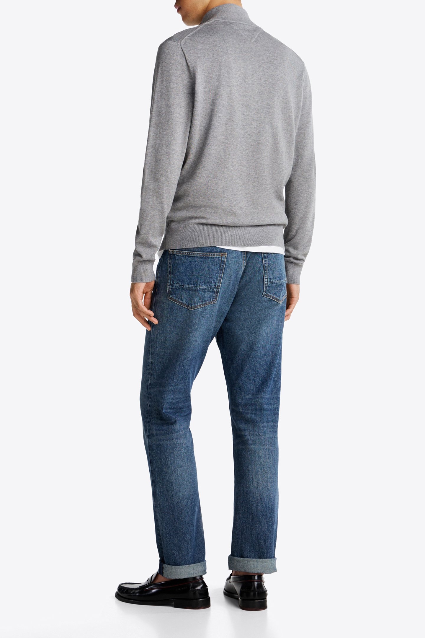 ESSENTIAL COTTON ZIP JUMPER MEDIUM GREY HEATHER 3