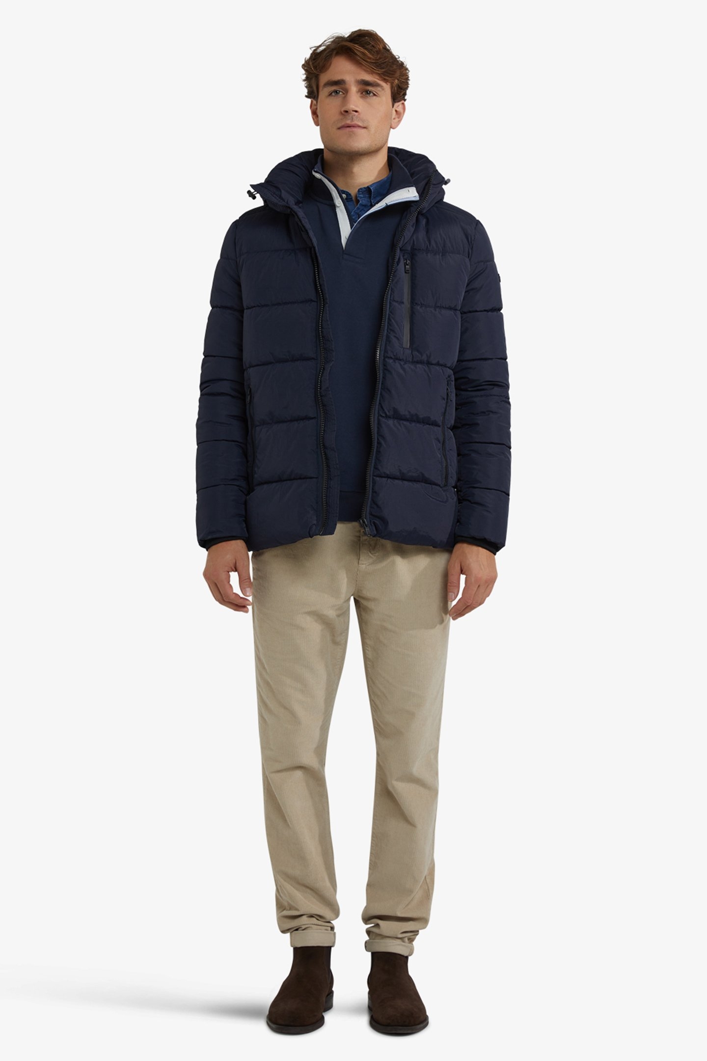 HOODED BOMBER JACKET NAVY 2