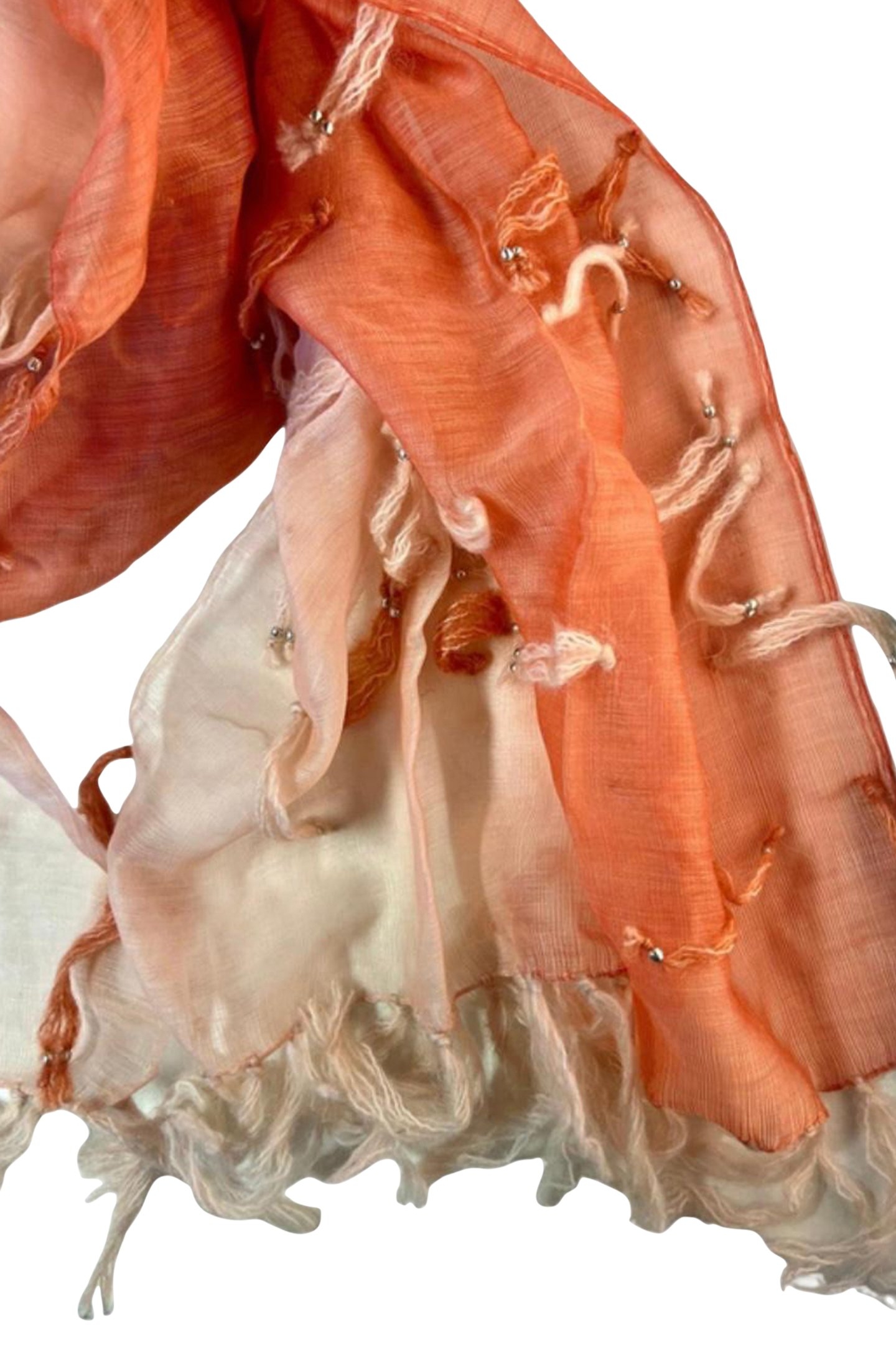 SCARF OBLONG FRINGES 003 PEACH 2