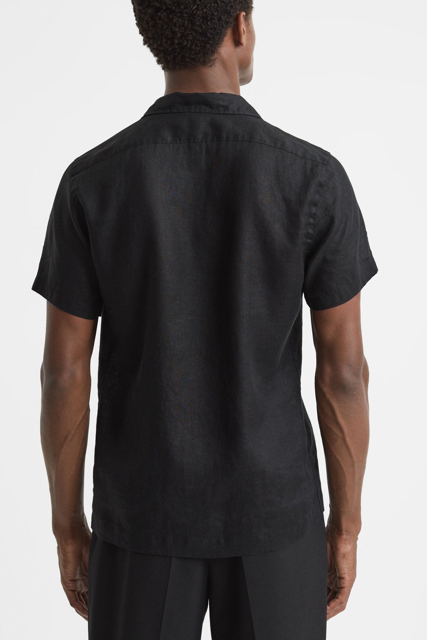 SHORTSLEEVE CUBAN COLLAR LINEN SHIRT BLACK 5