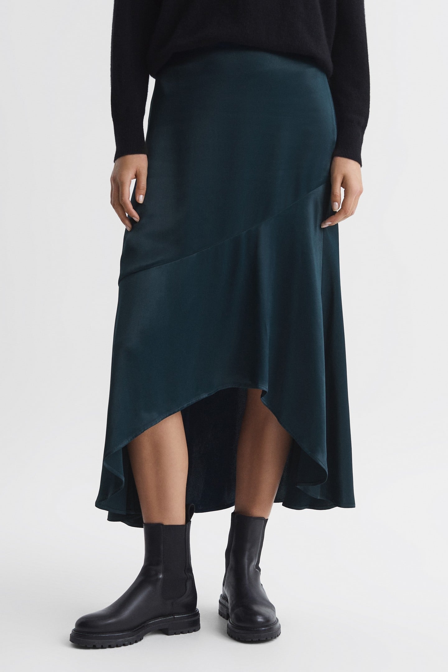ASYMMETRIC SLIP SKIRT TEAL 2