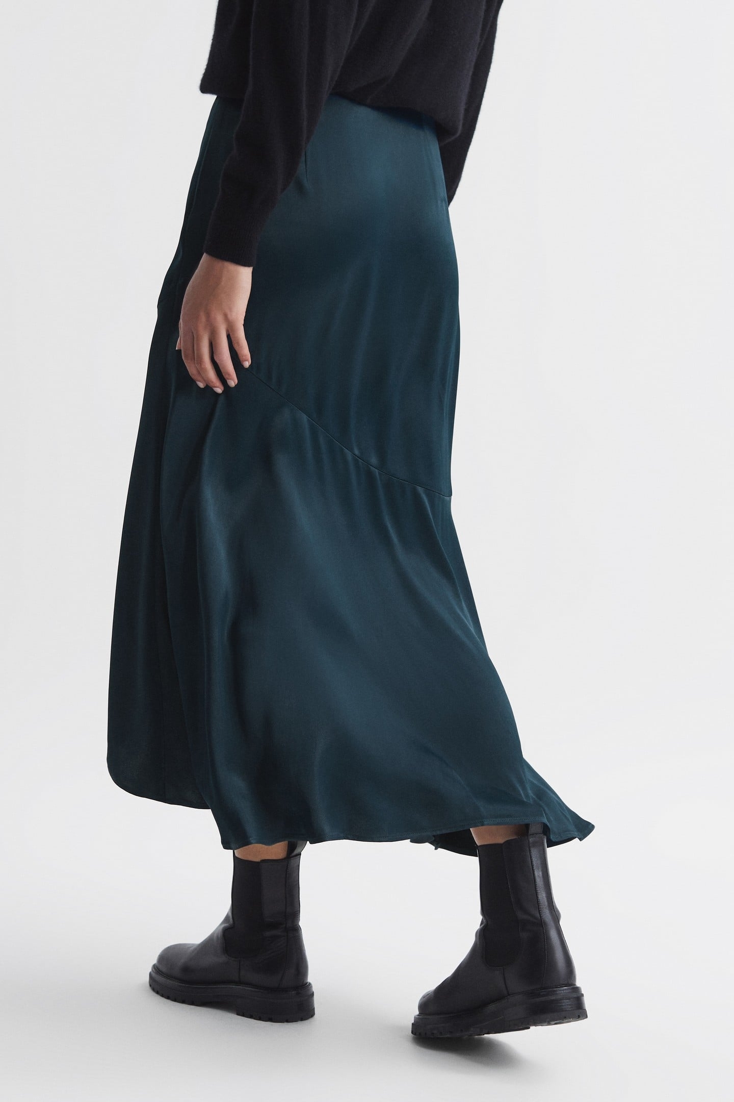 ASYMMETRIC SLIP SKIRT TEAL 5