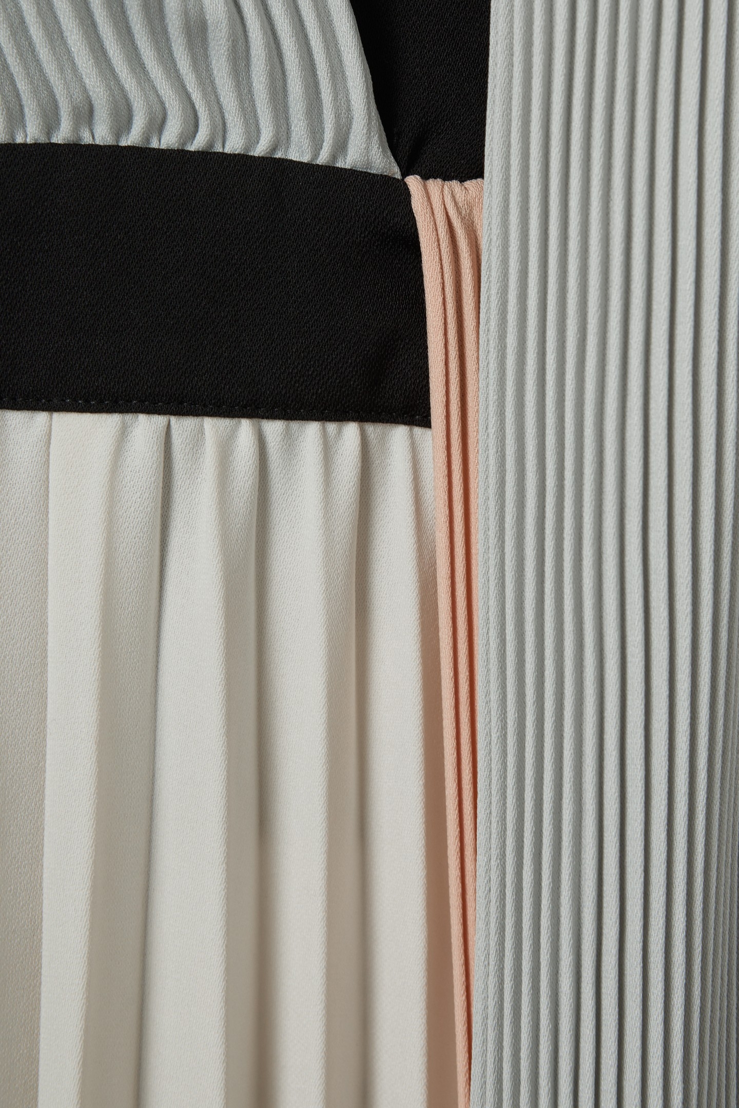 COLOUR BLOCK PLEATED MIDI DRESS PINK/CREAM 6