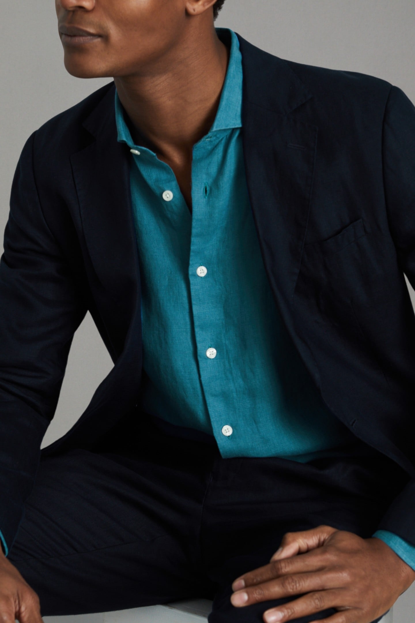 LONGSLEEVE LINEN SHIRT TEAL BLUE 6