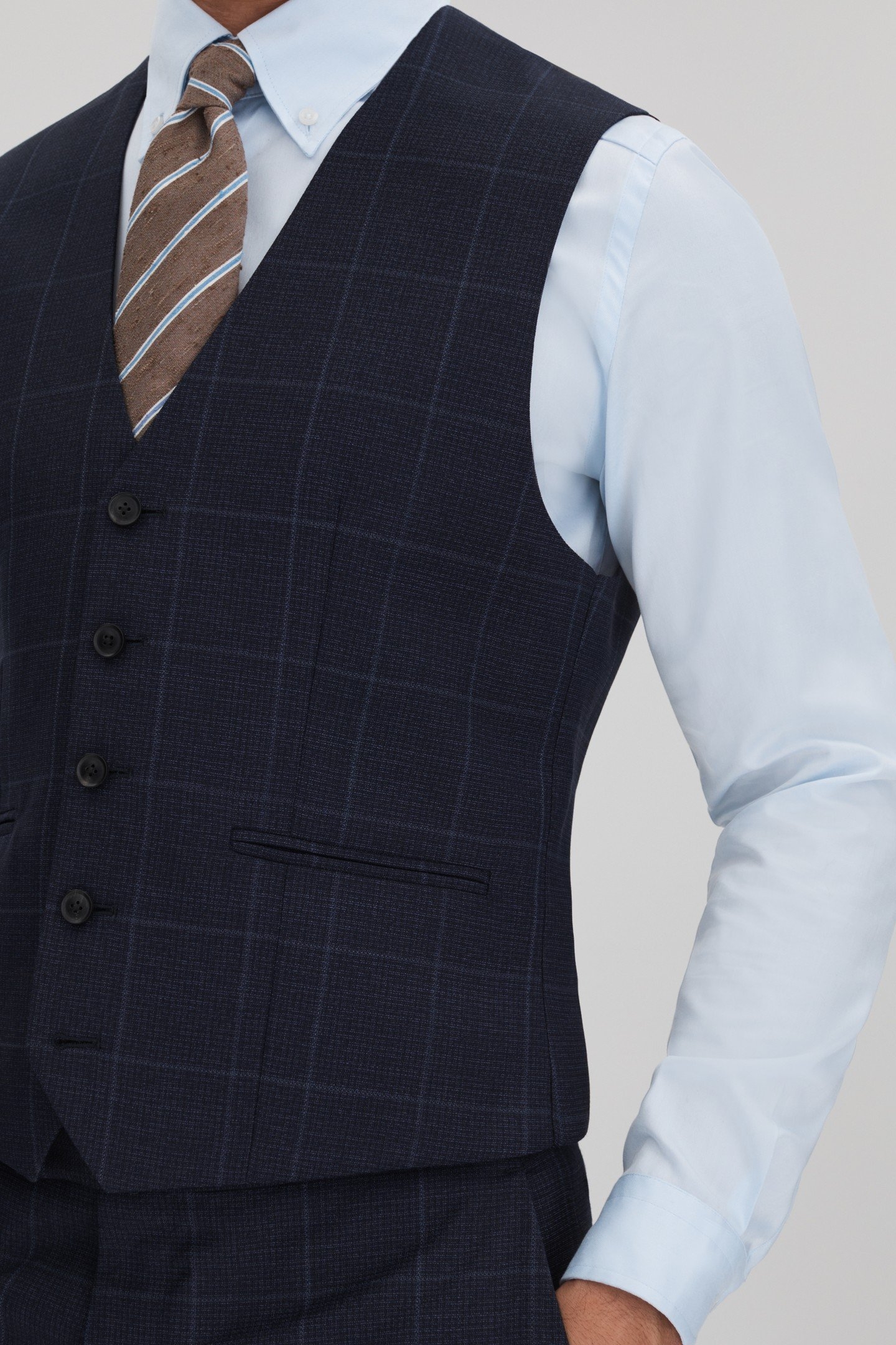 WINDOWPANE HORSESHOE WAISTCOAT NAVY 4