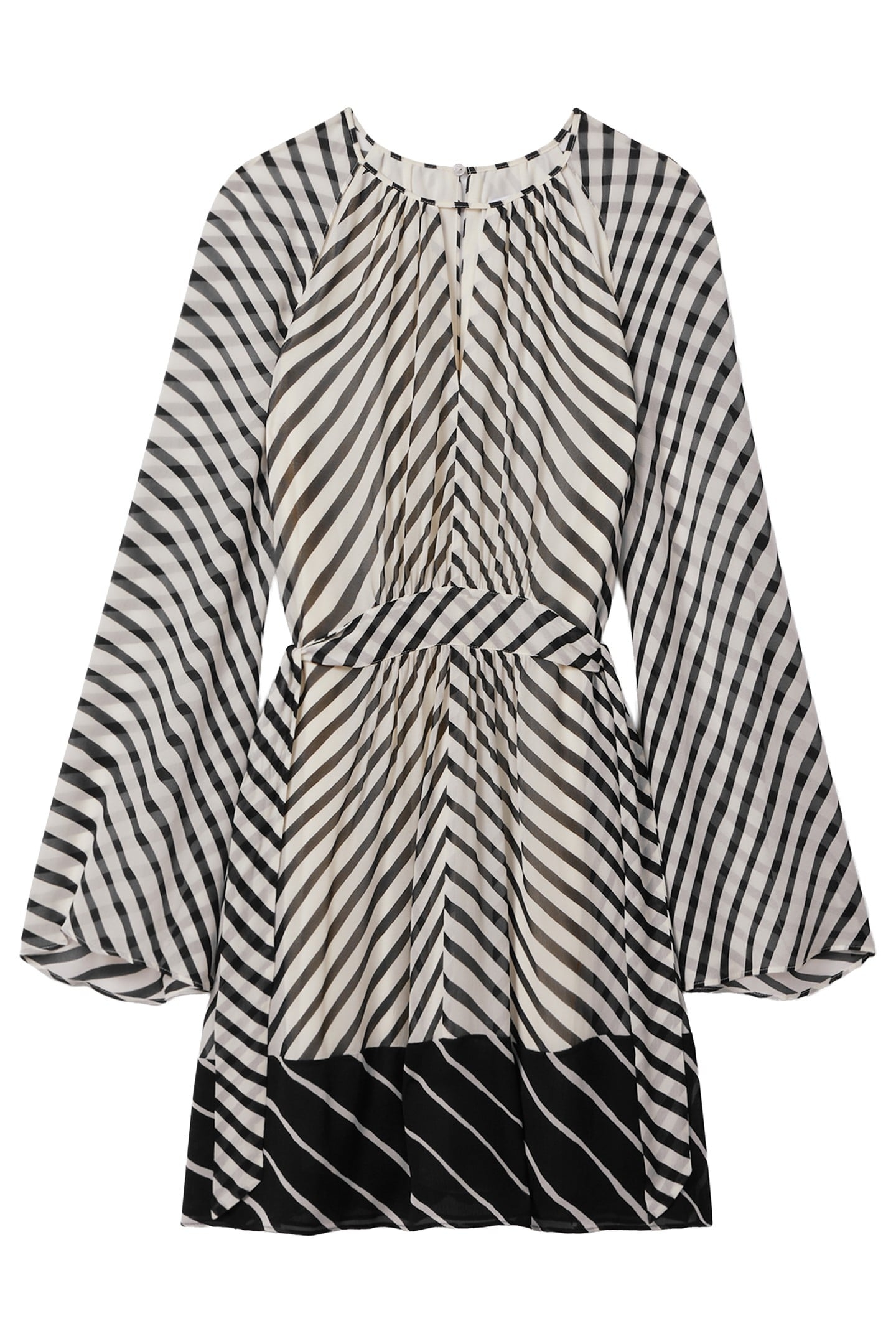 COLOR BLOCK STRIPE PRINT FLIPPY DRESS BLACK/NEUTRAL 4