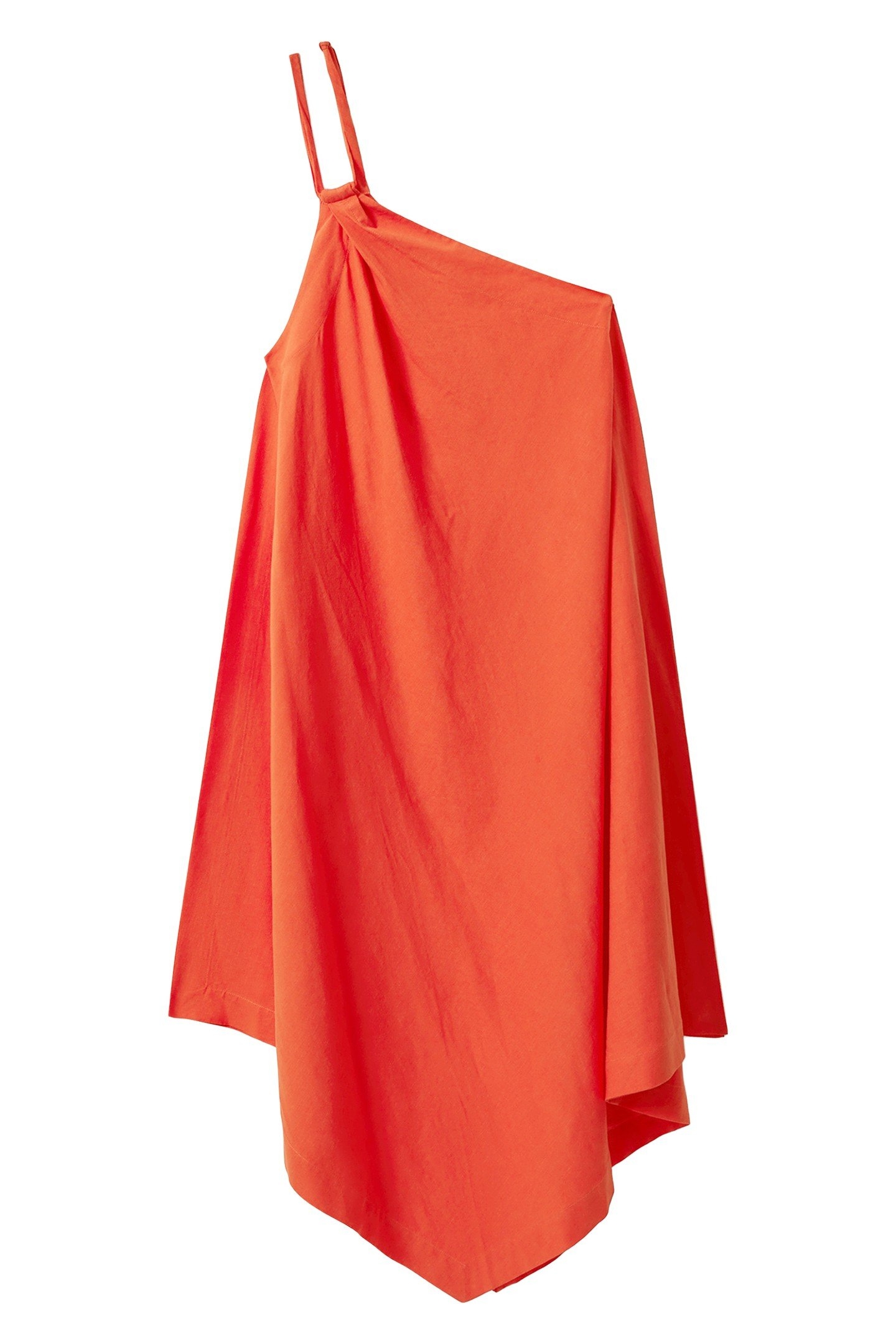 ONE SHOULDER LINEN DRESS ORANGE 3