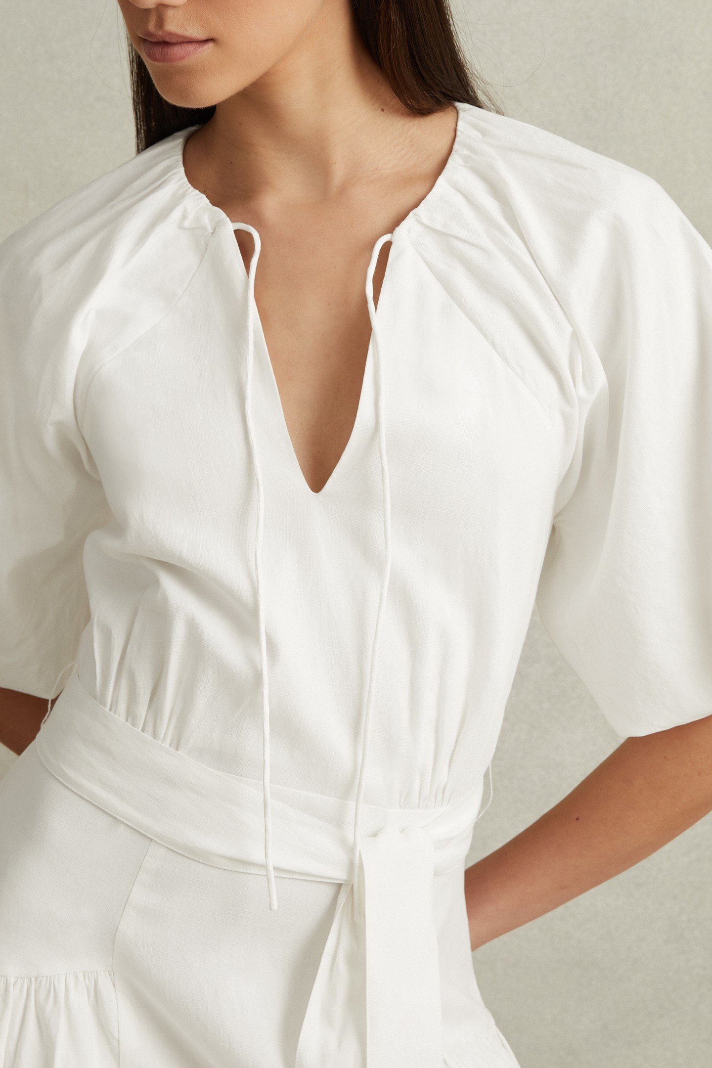 COTTON PUFF SLEEVE DRESS WHITE 4