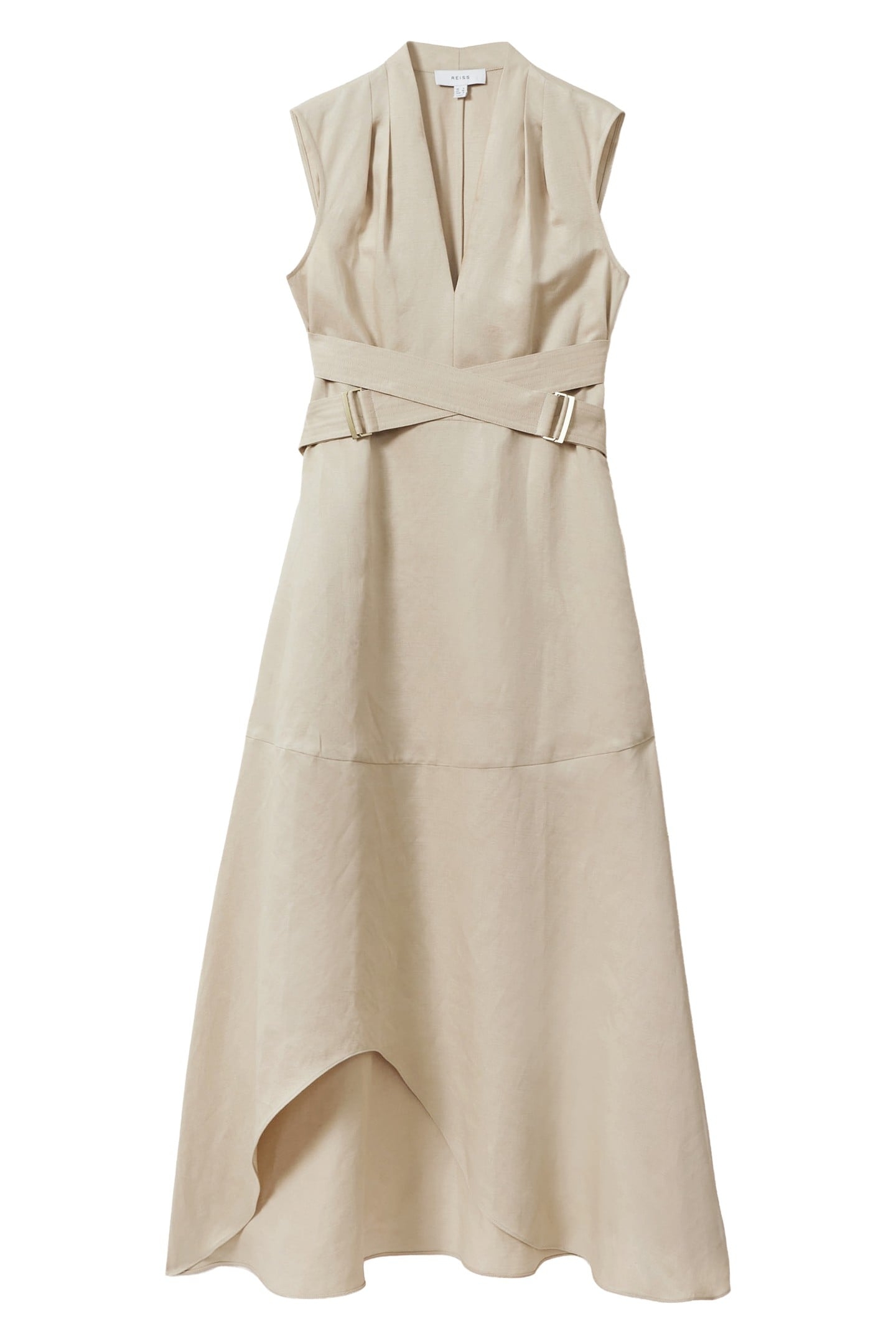 LINEN BELT DETAIL MIDI DRESS NEUTRAL 4