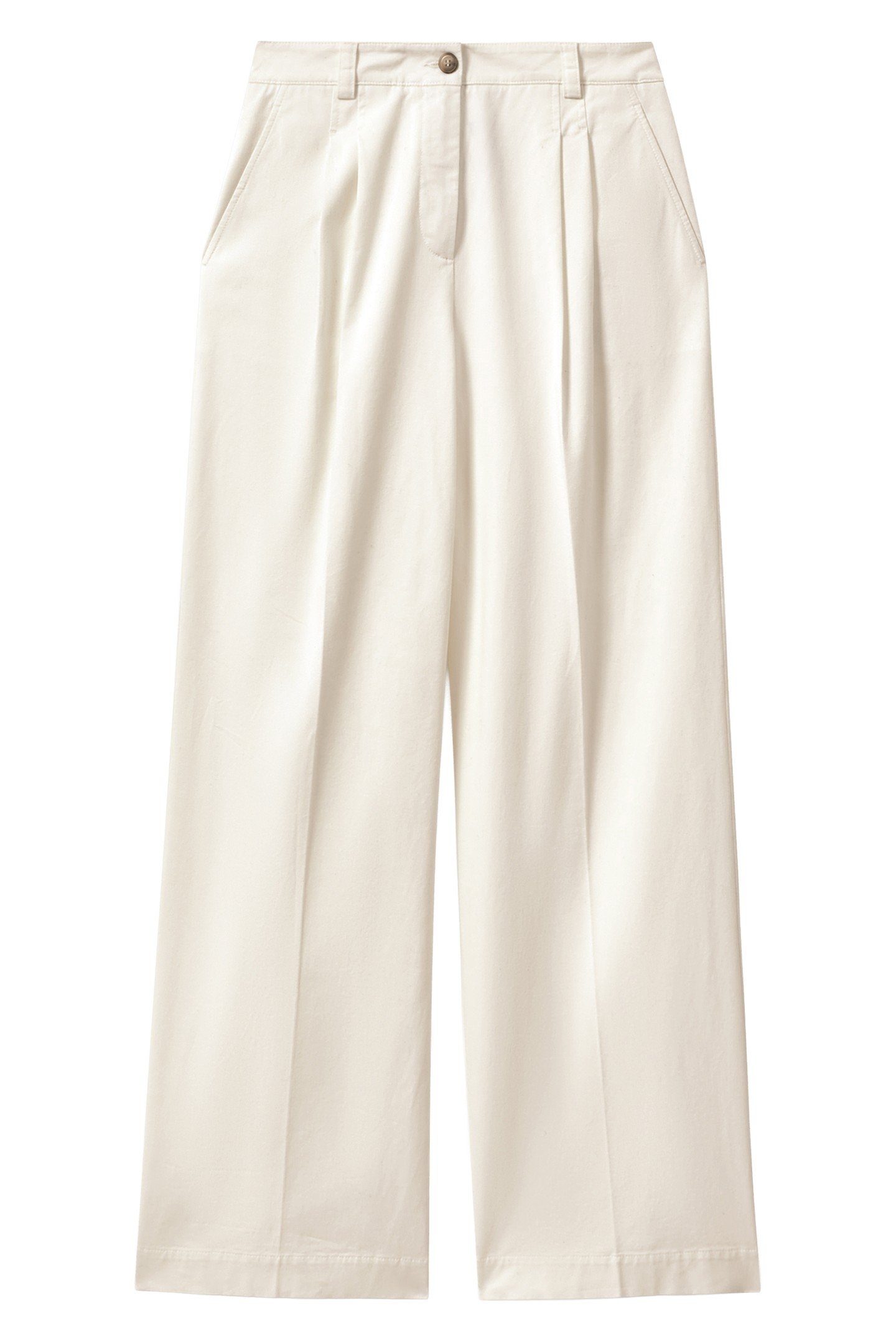 WIDE LEG PLEAT FRONT COTTON TROUSER WHITE 4