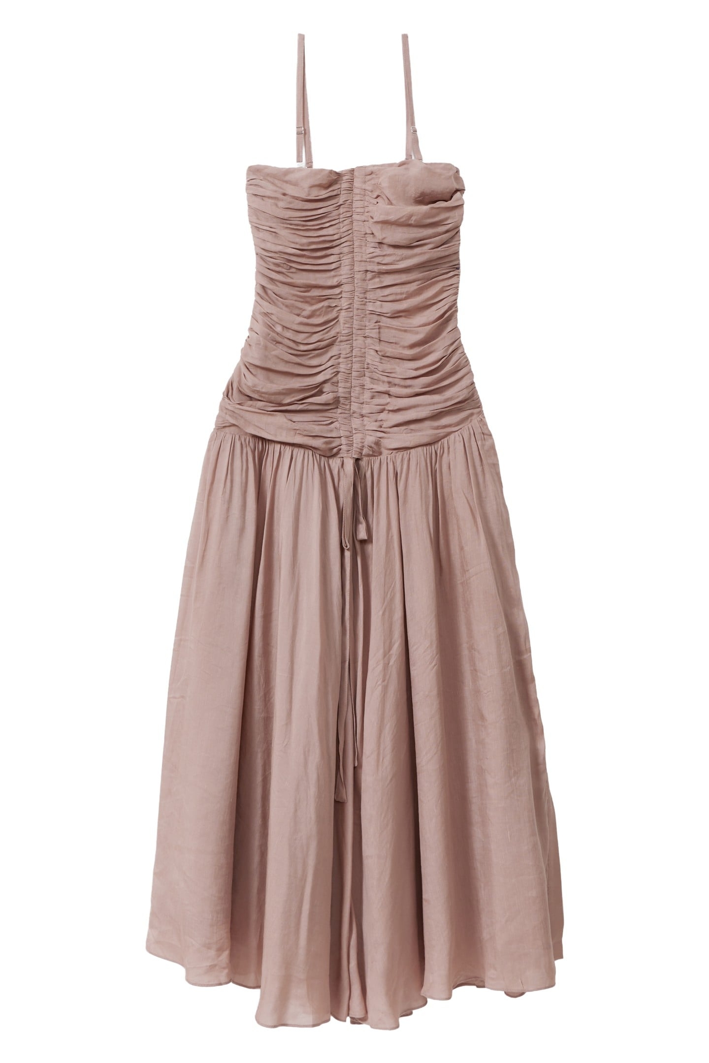 LINEN STRAPLESHORTSLEEVE DRESS DUSTY PINK 4