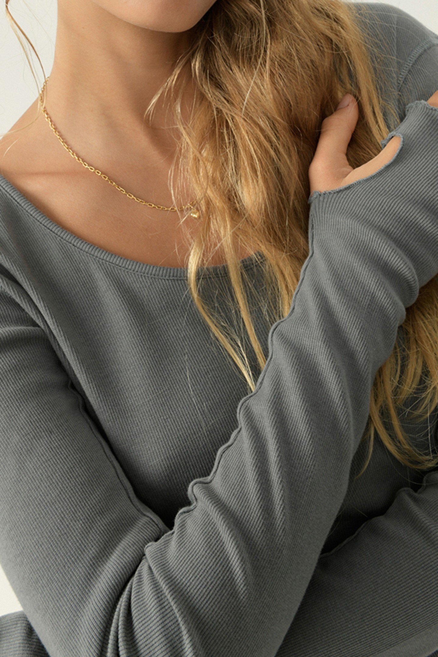 MID-LENGTH BOAT NECK PANTS JUMPSUIT FOGGY 6