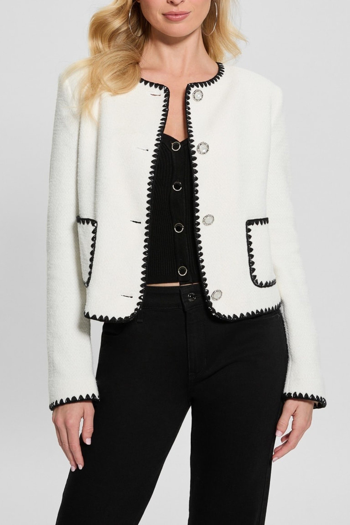 LUCILLA BUTTONED JAC CREAM WHITE 1