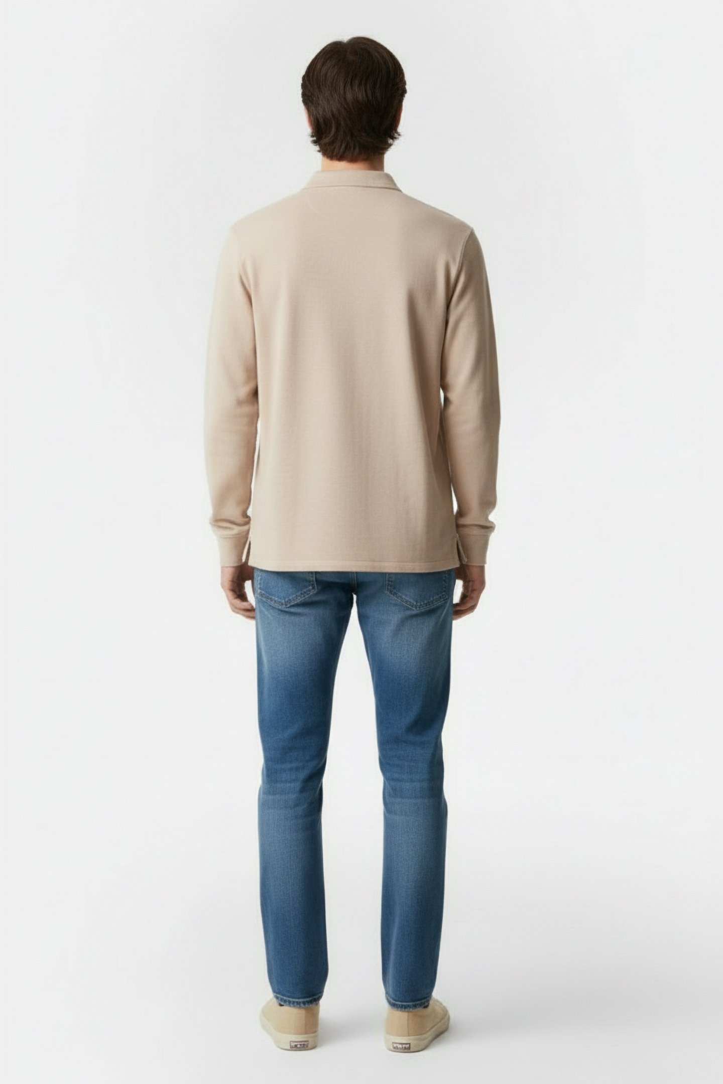 LUCASALF LONG SLEEVE POLO WASHED STONE 2