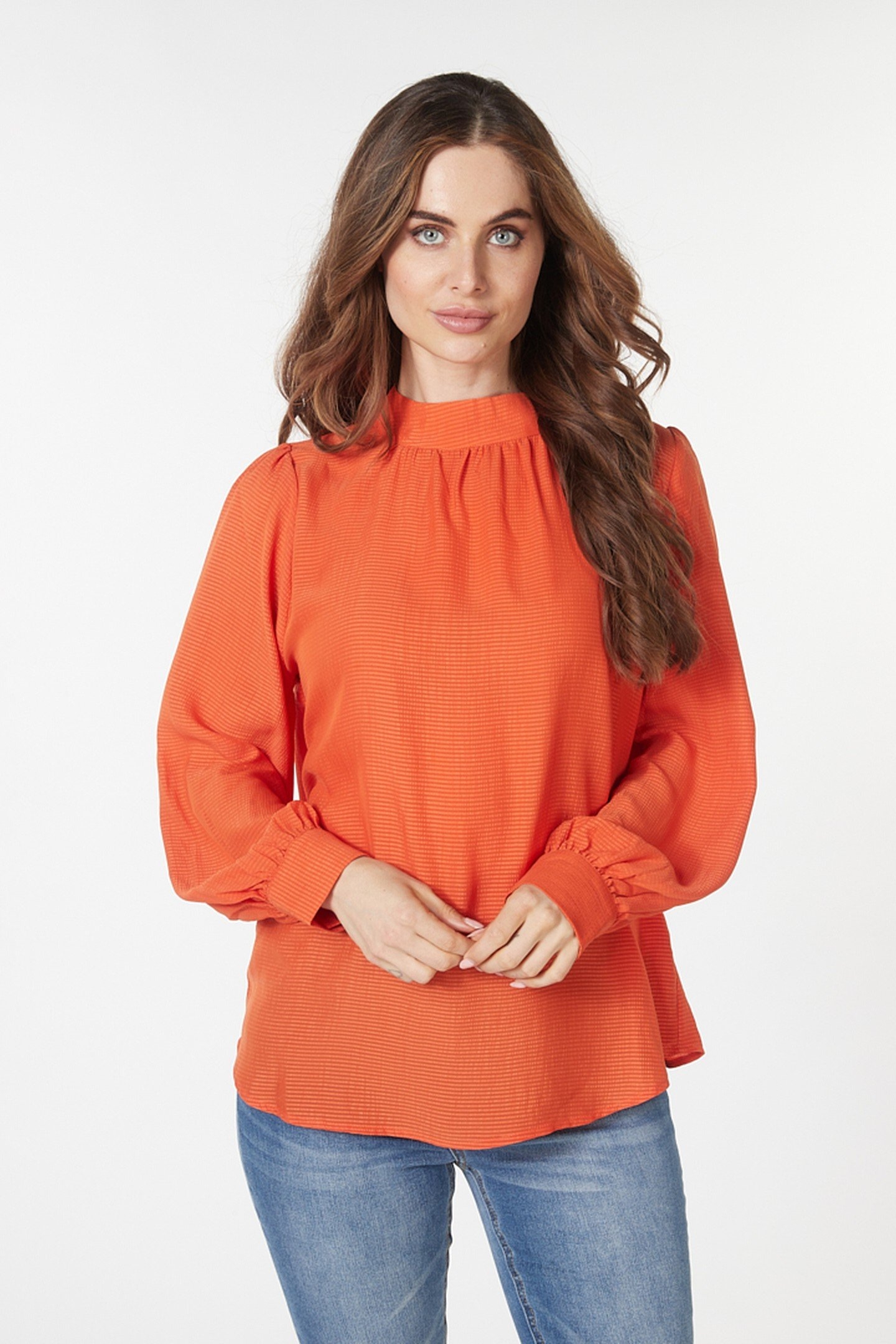 BLOUSE COLLAR GATHERING RED CLAY 1