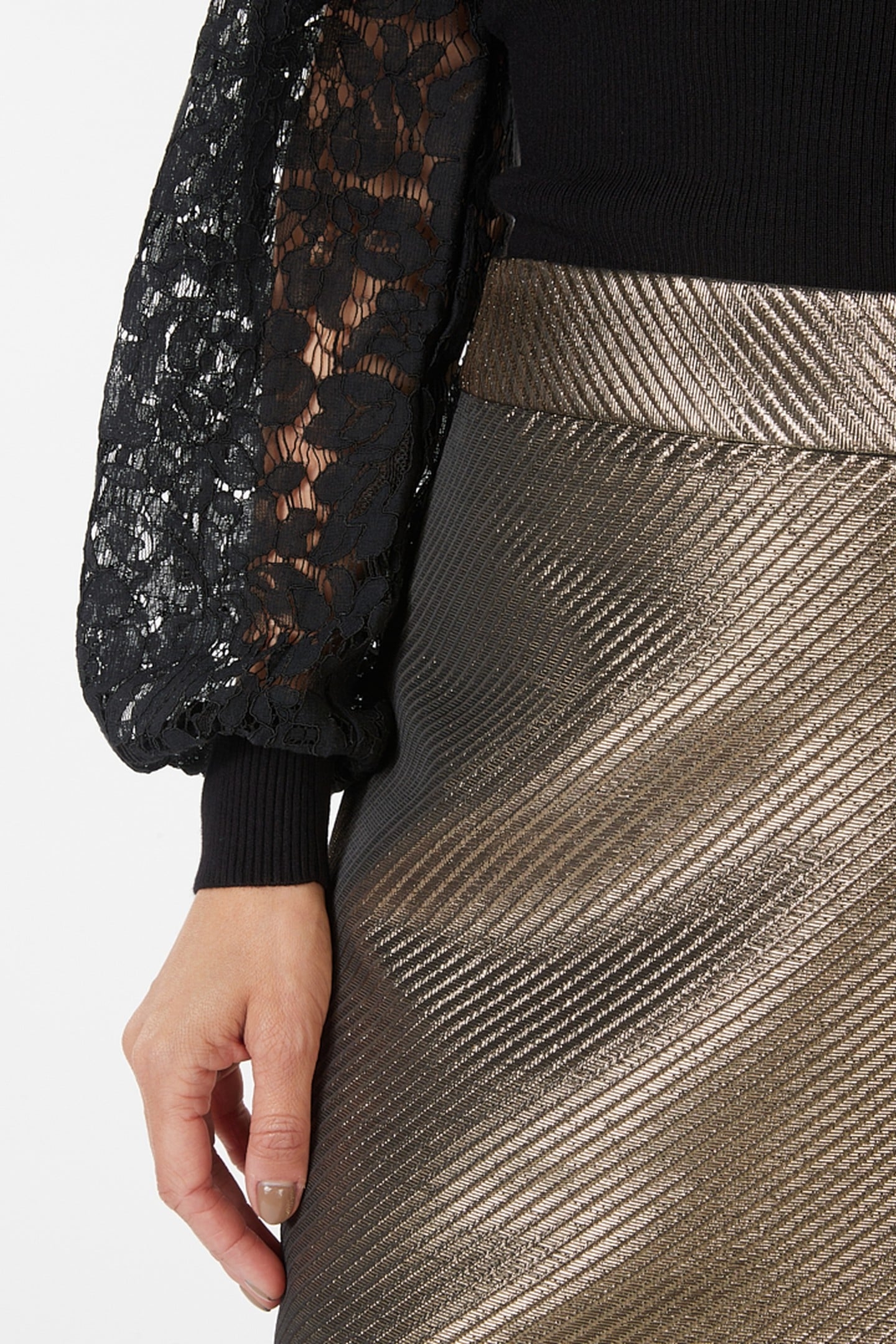 SWEATER LACE SLVE V-NECK BLACK 7