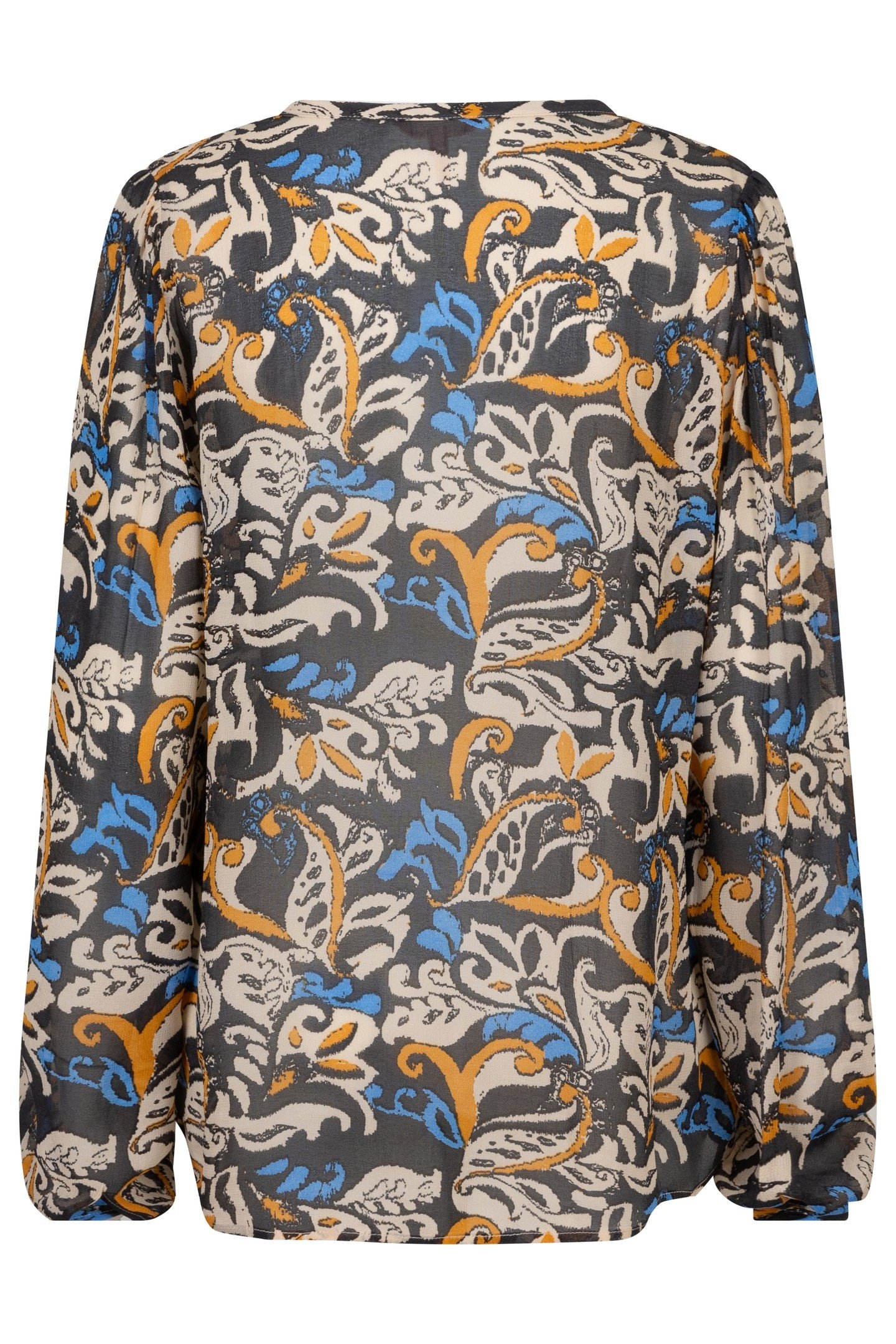 BLOUSE V-NECK ELEGANT LEAVES PRINT 6