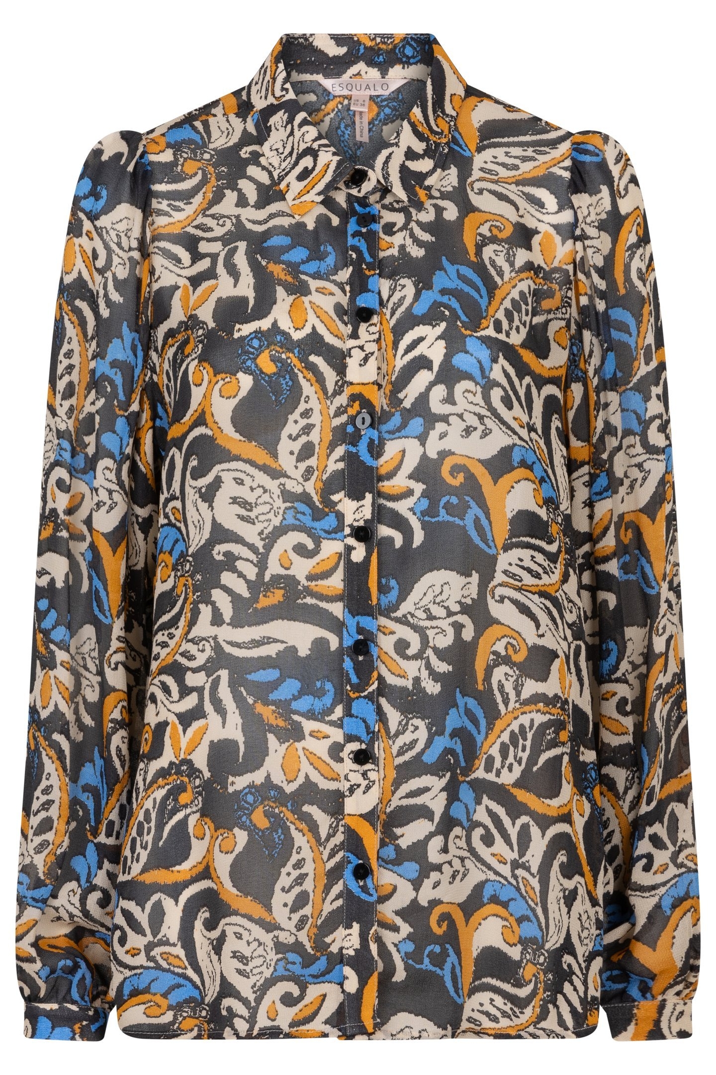 BLOUSE BASIC ELEGANT LEAVES PRINT 4