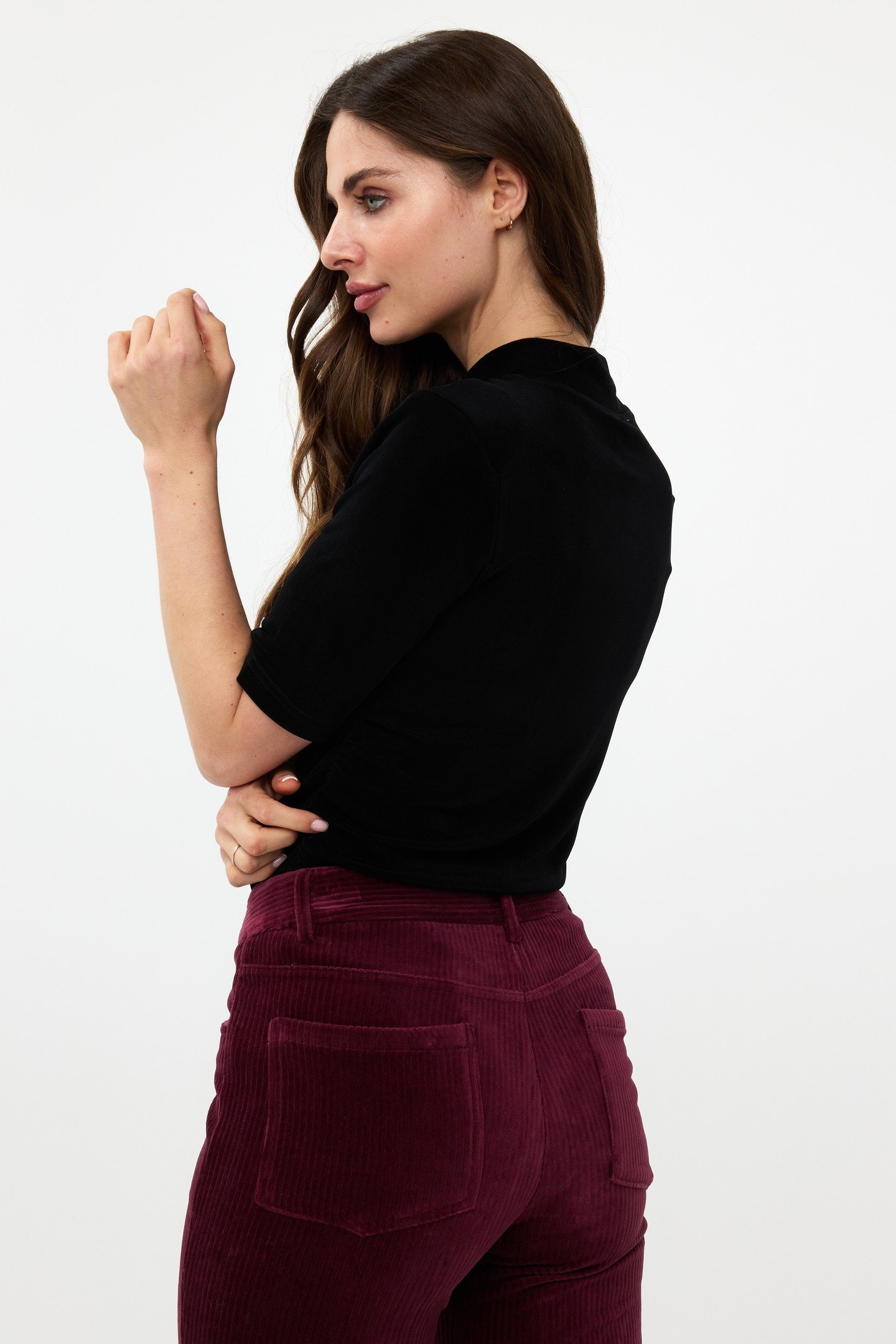 TROUSERS RIB FLAIR WINE RED 6