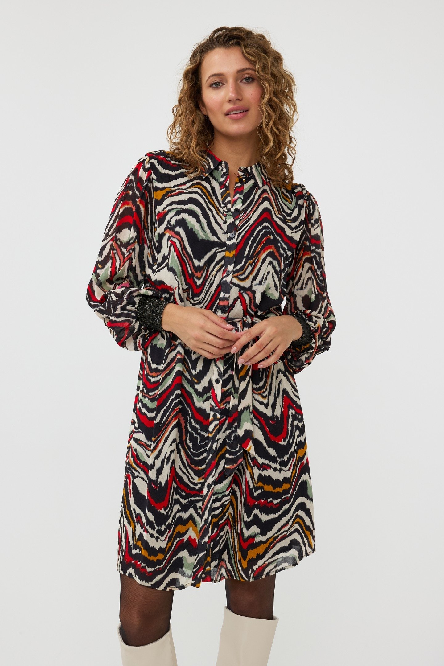 DRESS LUREX CUFF WAVES PRINT 2